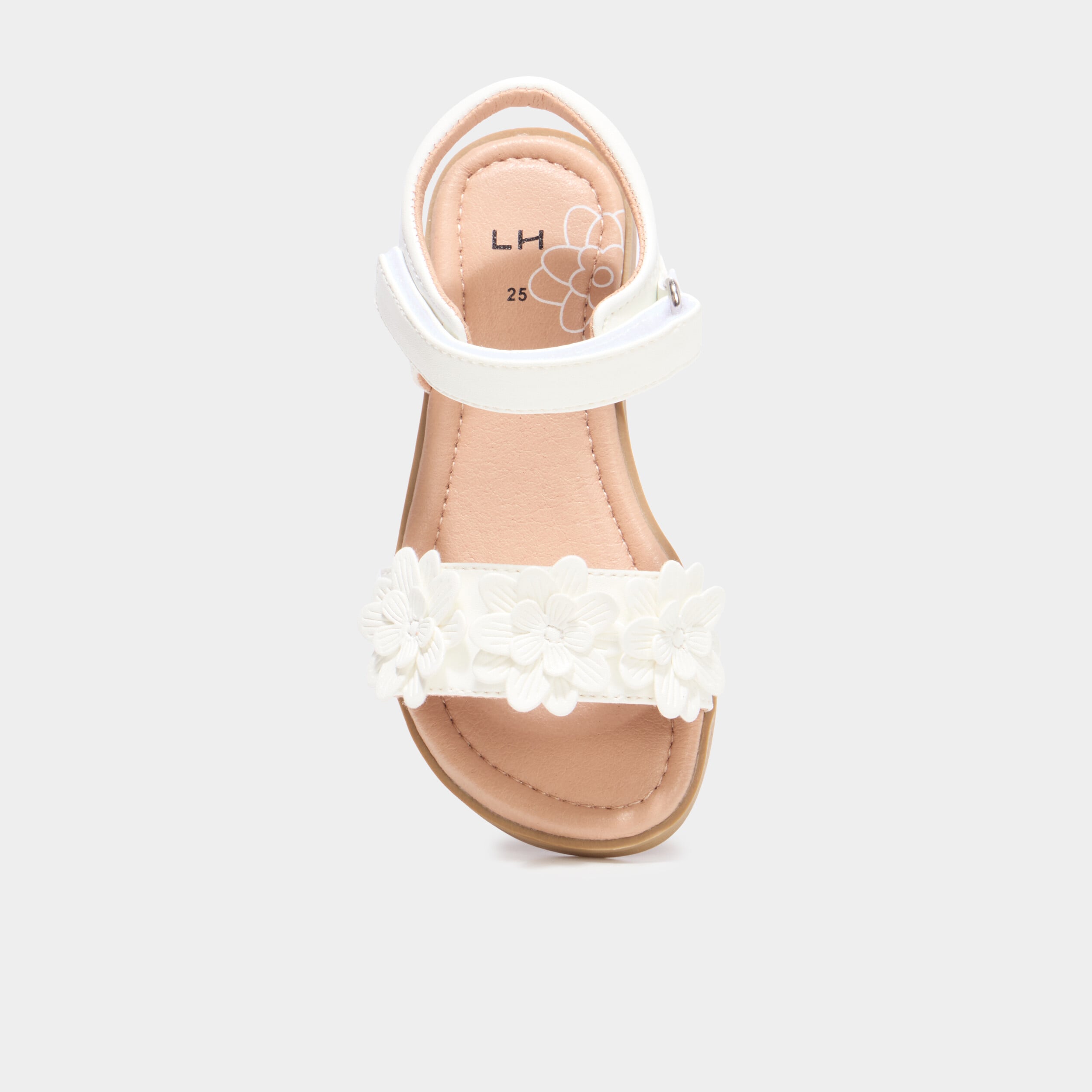 Sandales c&eacute;r&eacute;monie avec bride &agrave; scratch blanc fille