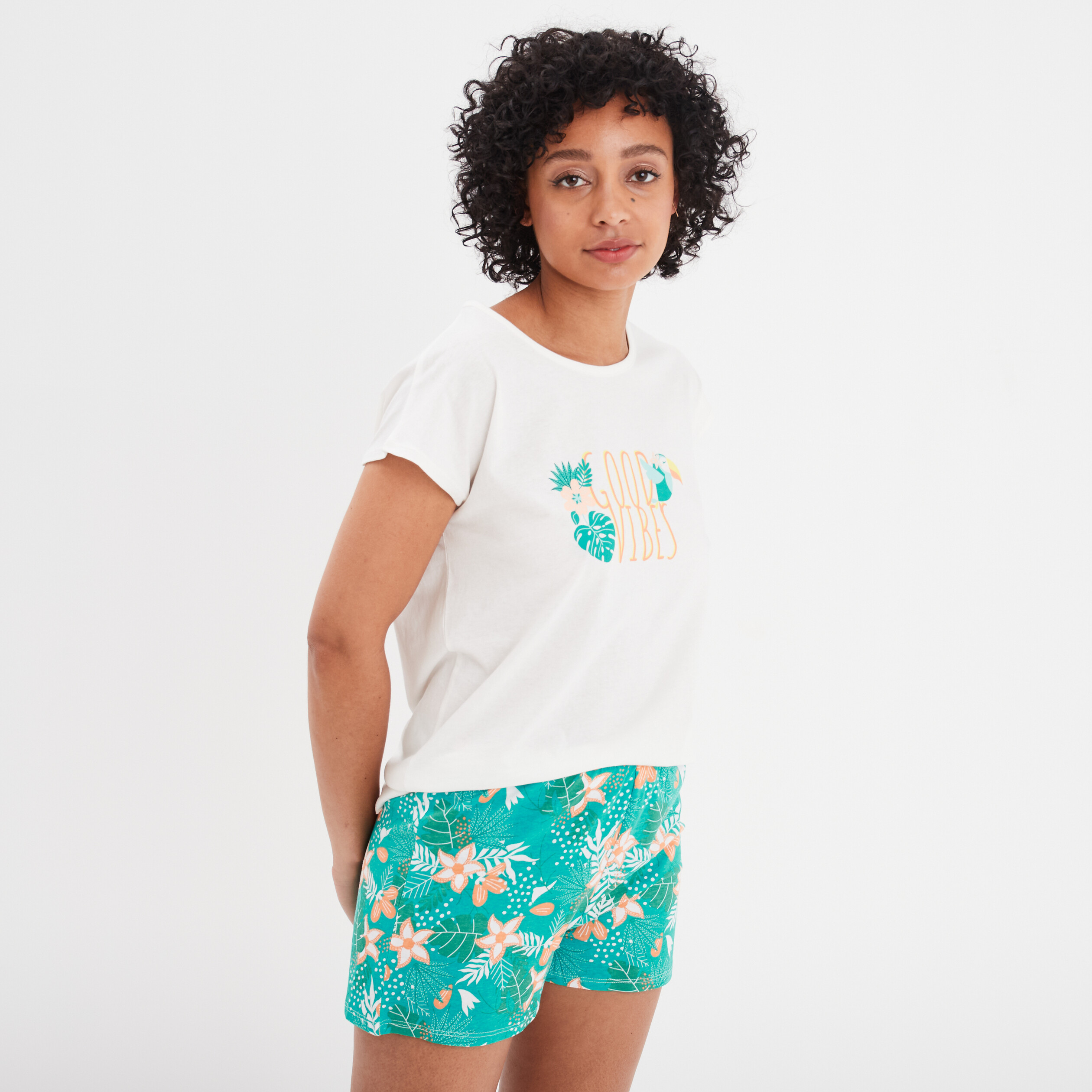 ensemble pyjama short 2 pieces coton blanc femme Ensemble pyjama short 2 pièces coton blanc femme