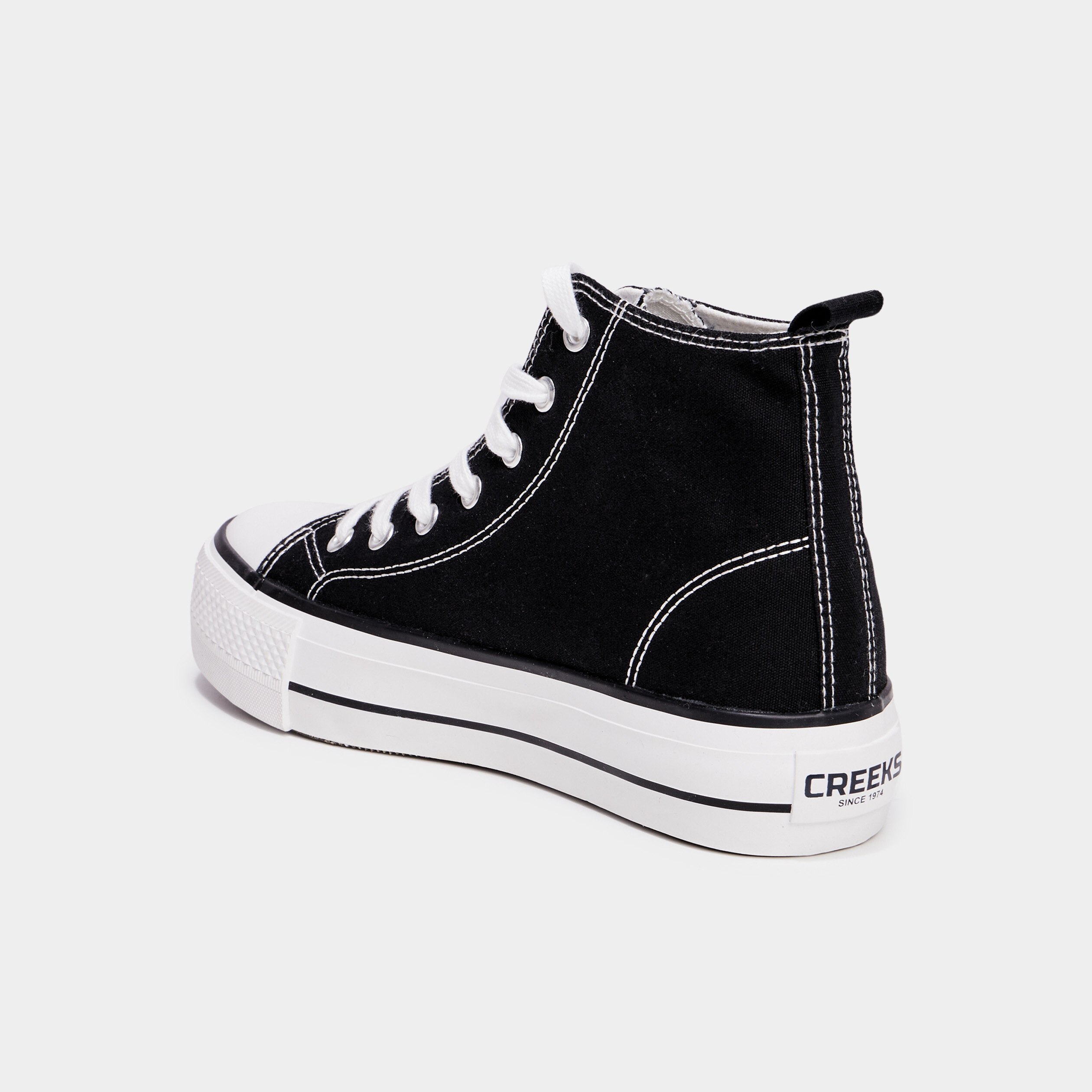 Baskets montantes &agrave; lacets Creeks noir femme