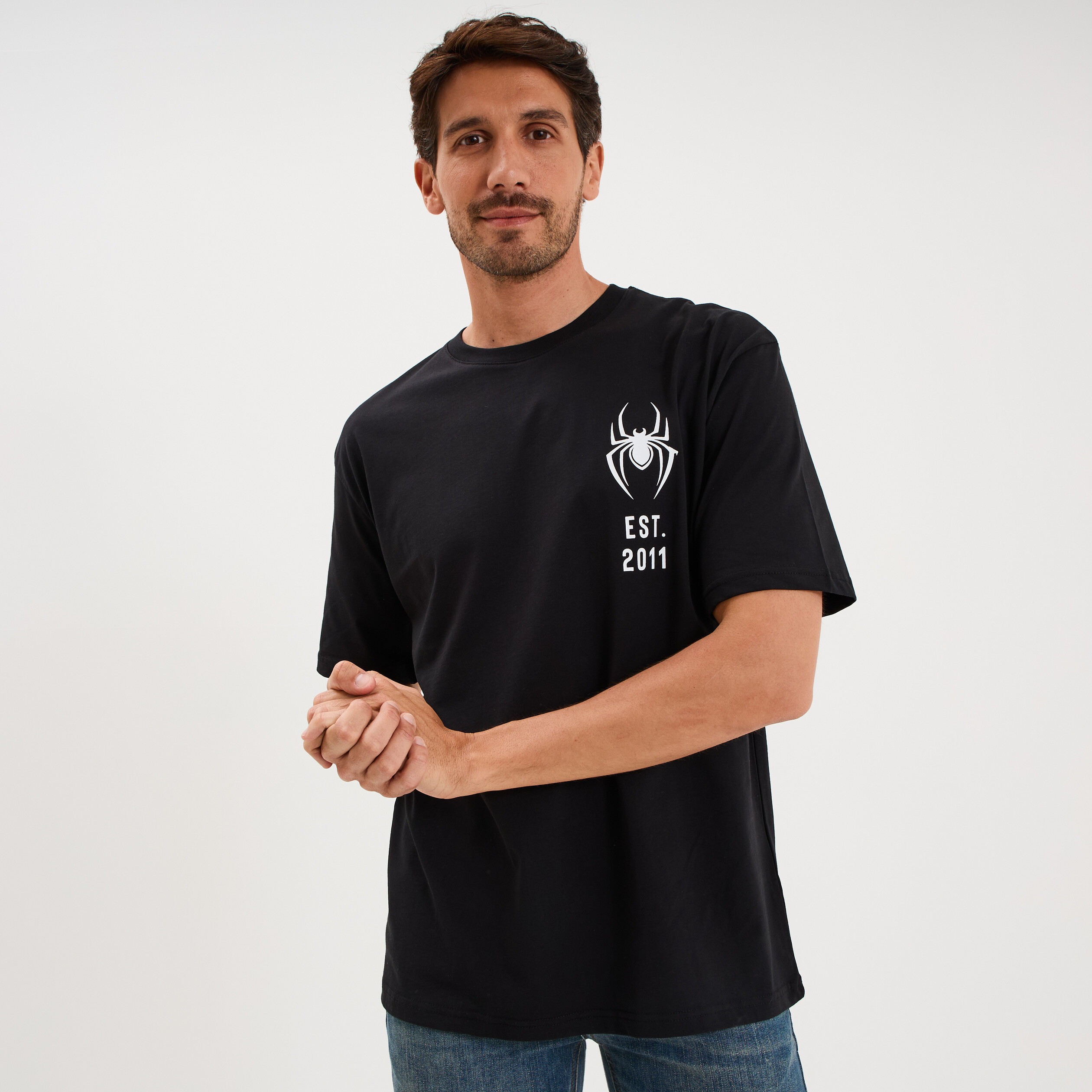 T-shirt relax manches courtes Spider-Man noir homme
