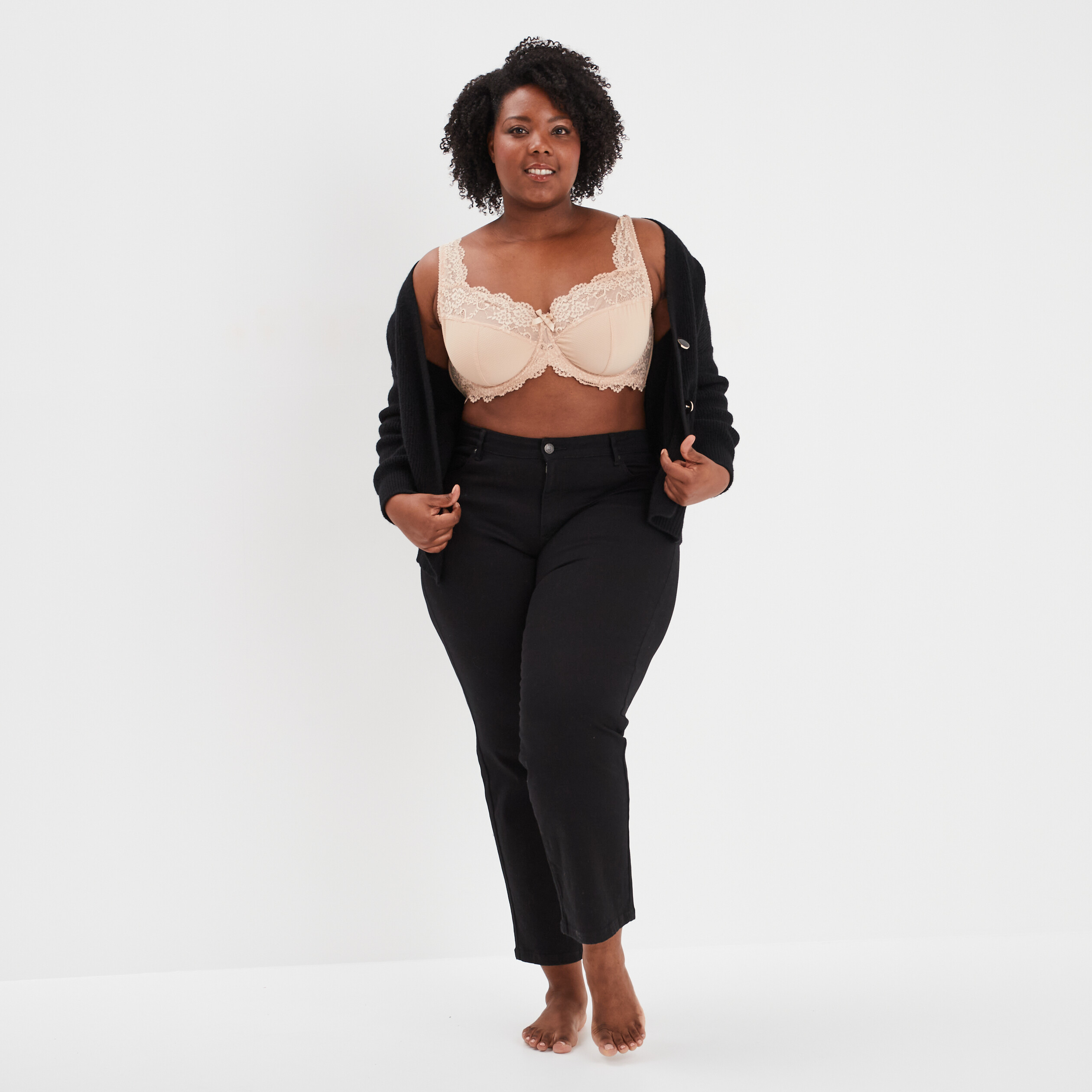 Soutien-gorge corbeille dentelle sable femme grande taille