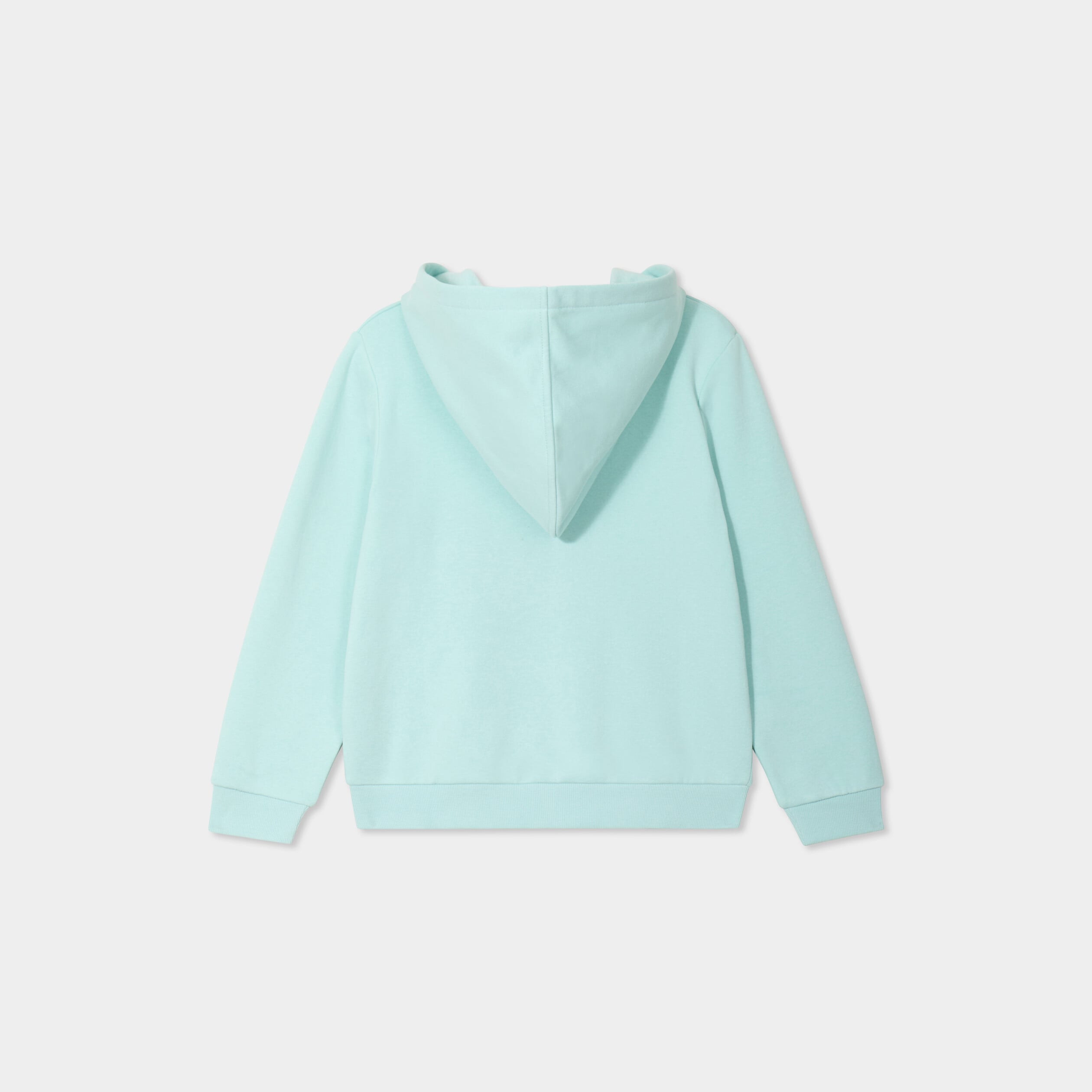 Sweat zipp&eacute; &agrave; capuche droit molleton vert pastel fille