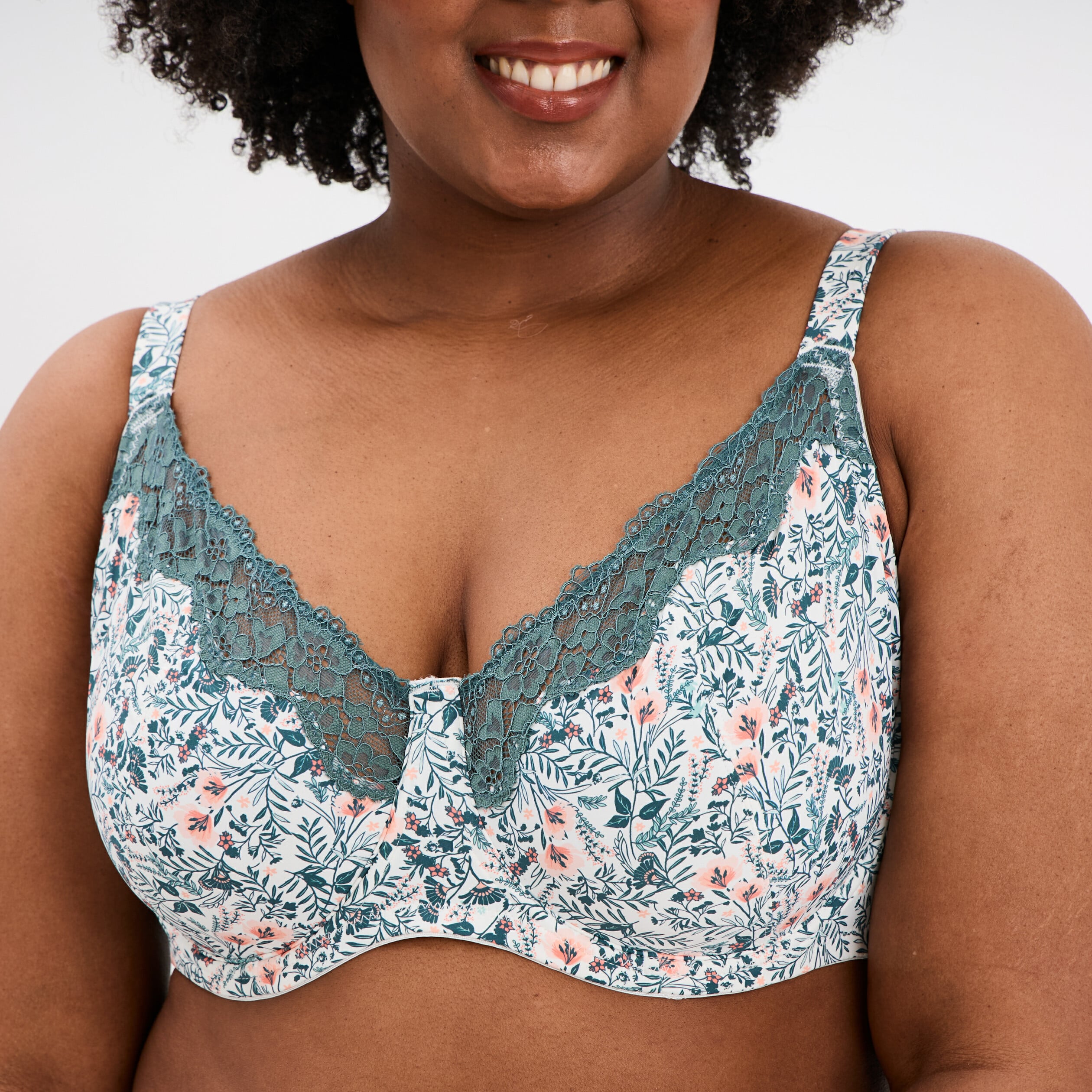 Soutien-gorge corbeille microfibre vert turquoise femme grande taille