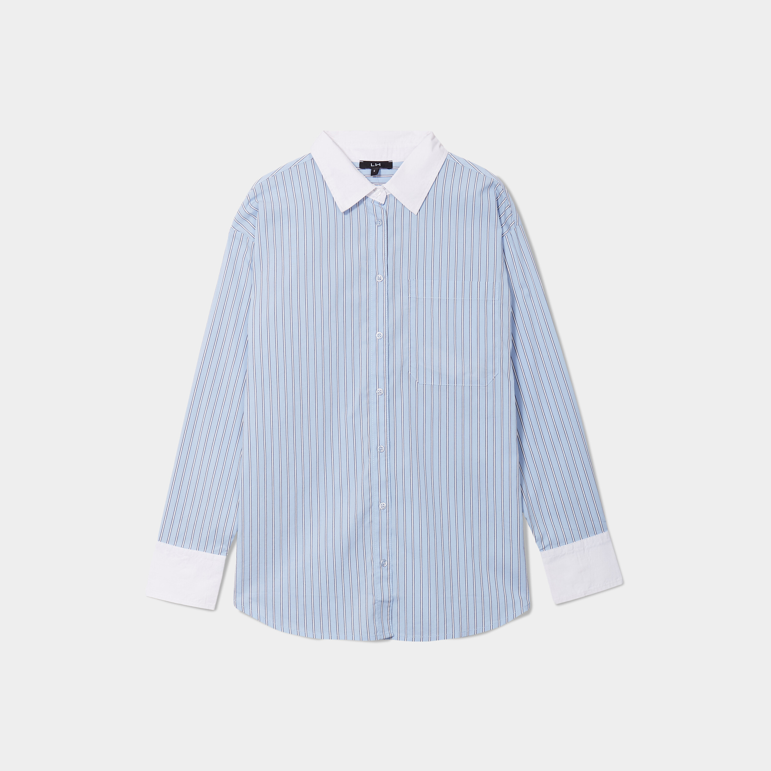 Chemise oversize manches longues bleu ciel femme