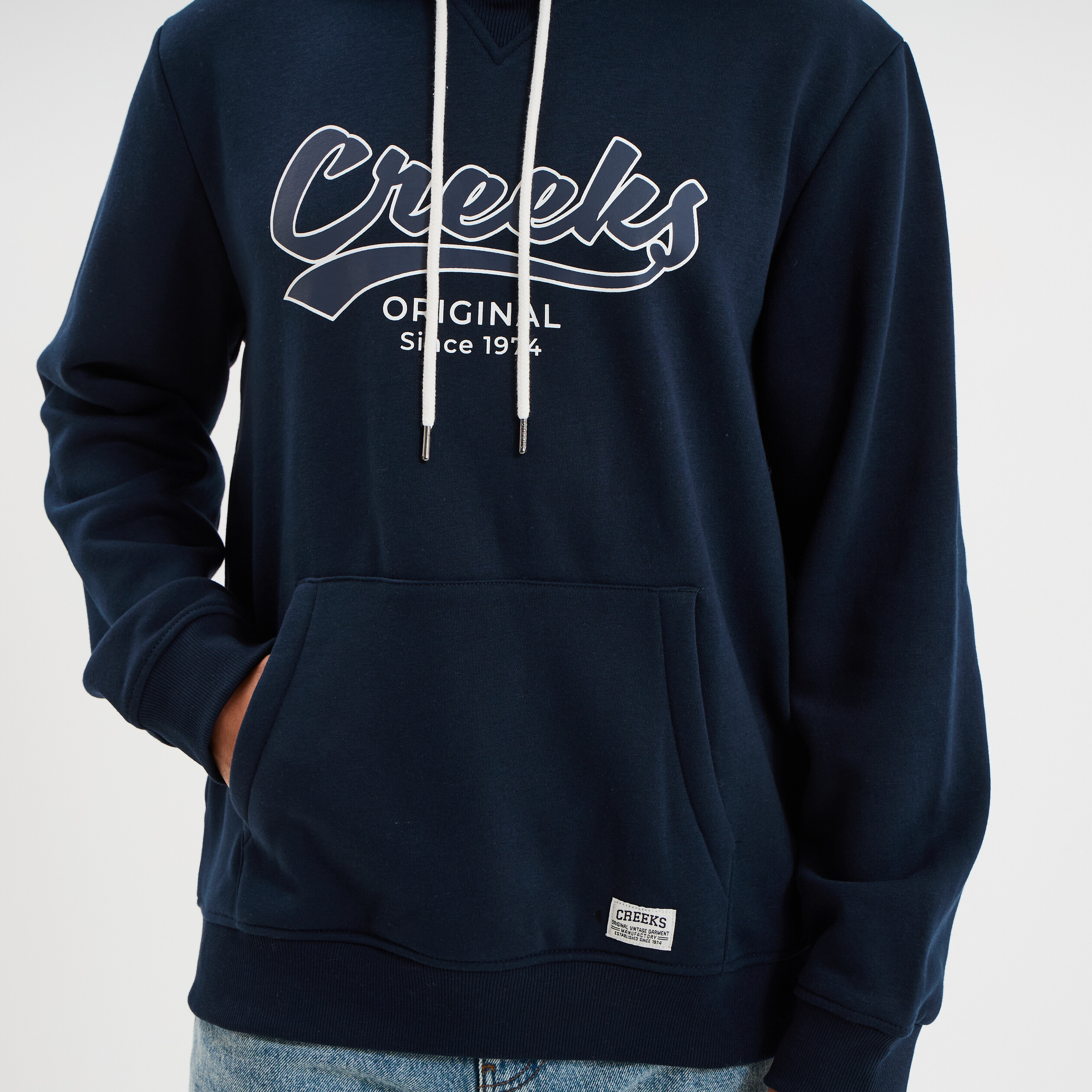 Sweat hoodie molleton 1 poche bleu marine homme
