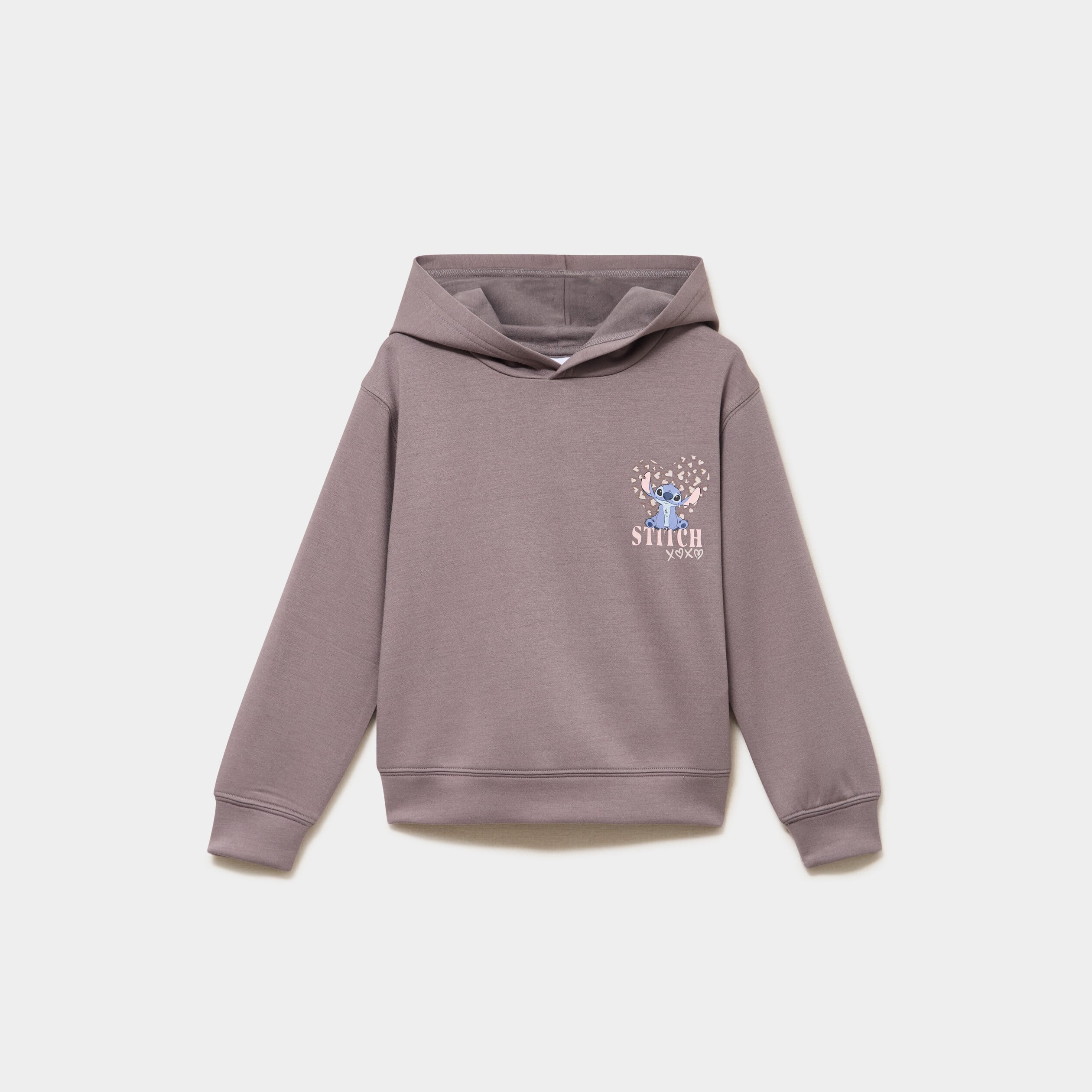 Sweat hoodie &agrave; capuche Stitch marron fille