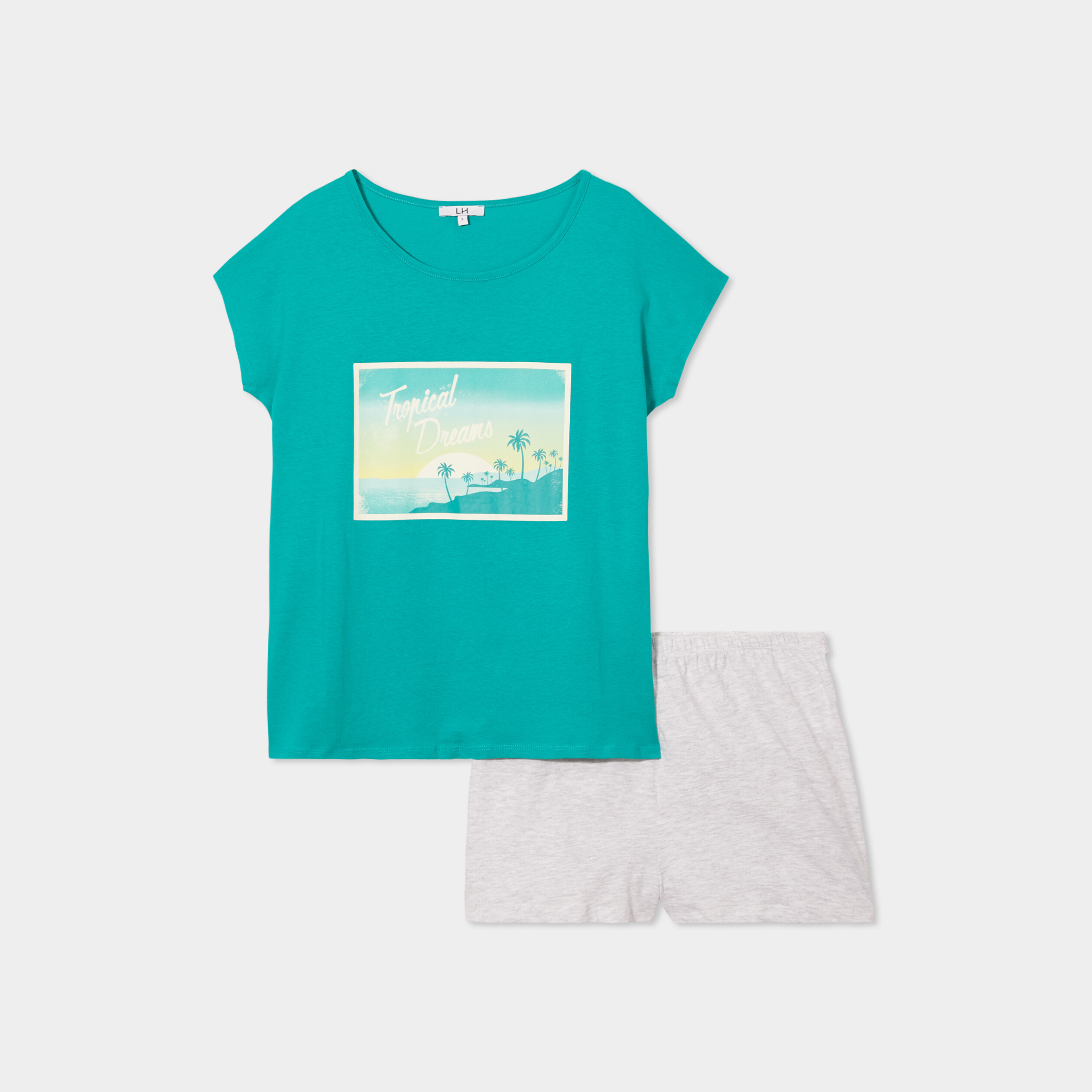 ensemble pyjama short et t shirt coton vert fonce femme Ensemble pyjama short et t-shirt coton vert foncé femme