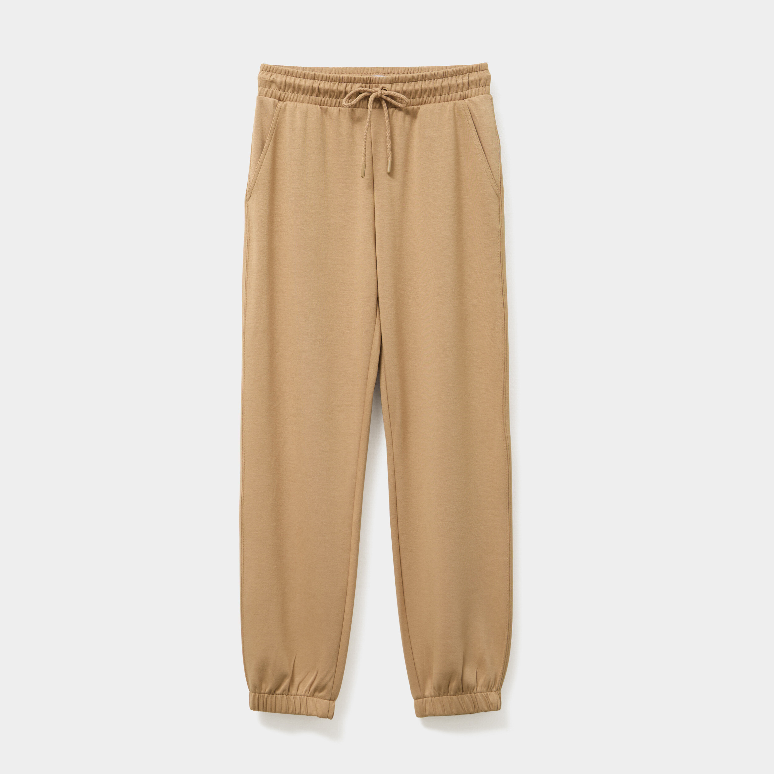 Pantalon de jogging large élastiqué taupe femme