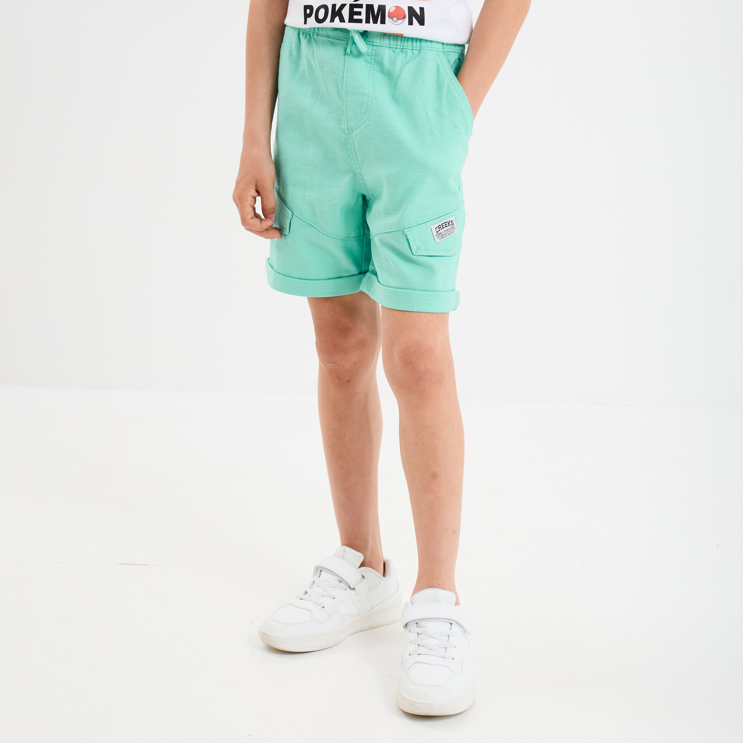 short cargo regular coton vert turquoise garcon Short cargo regular coton vert turquoise garçon