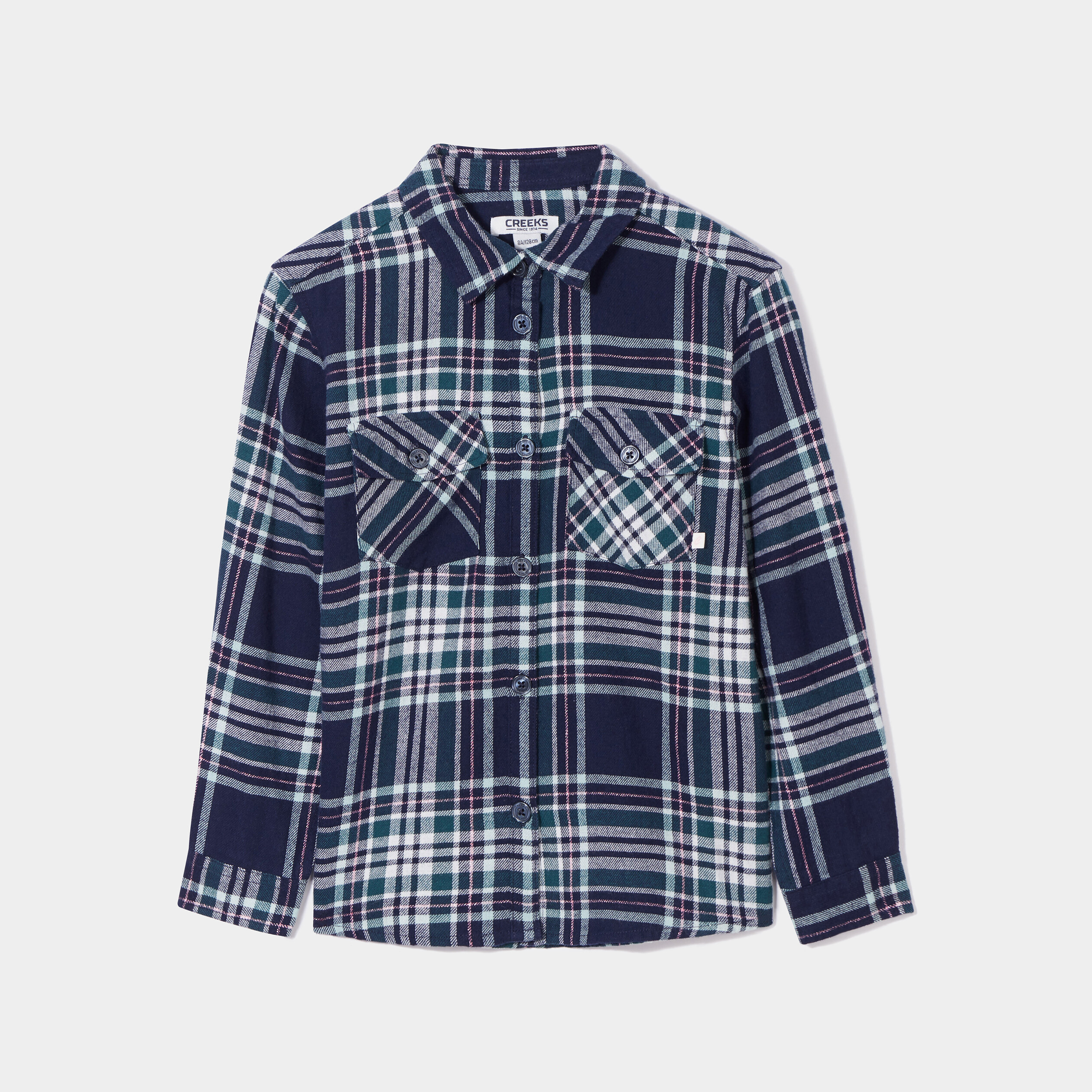 Chemise manches longues bleu marine fille