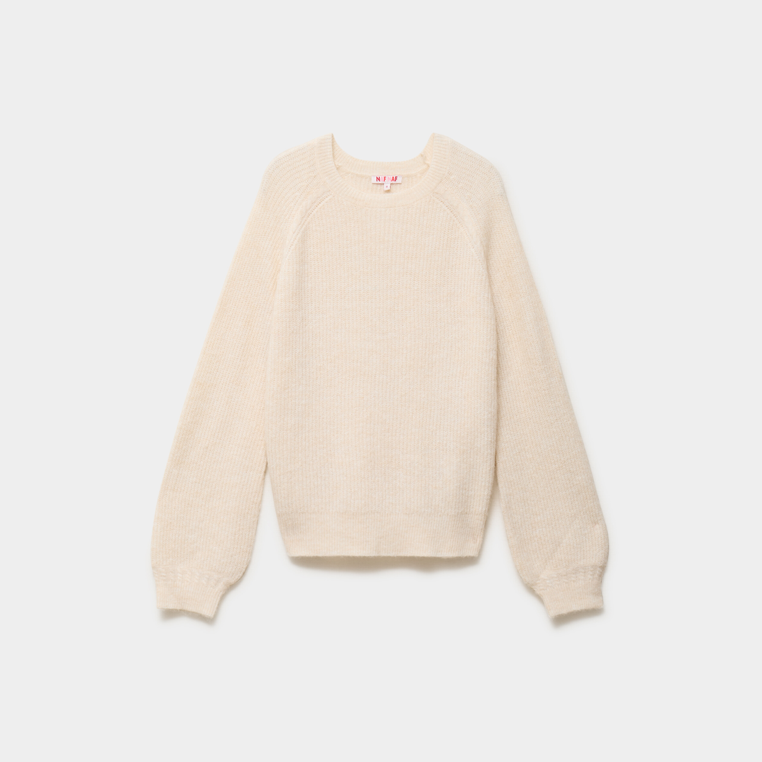 Pull col rond manches longues blanc femme