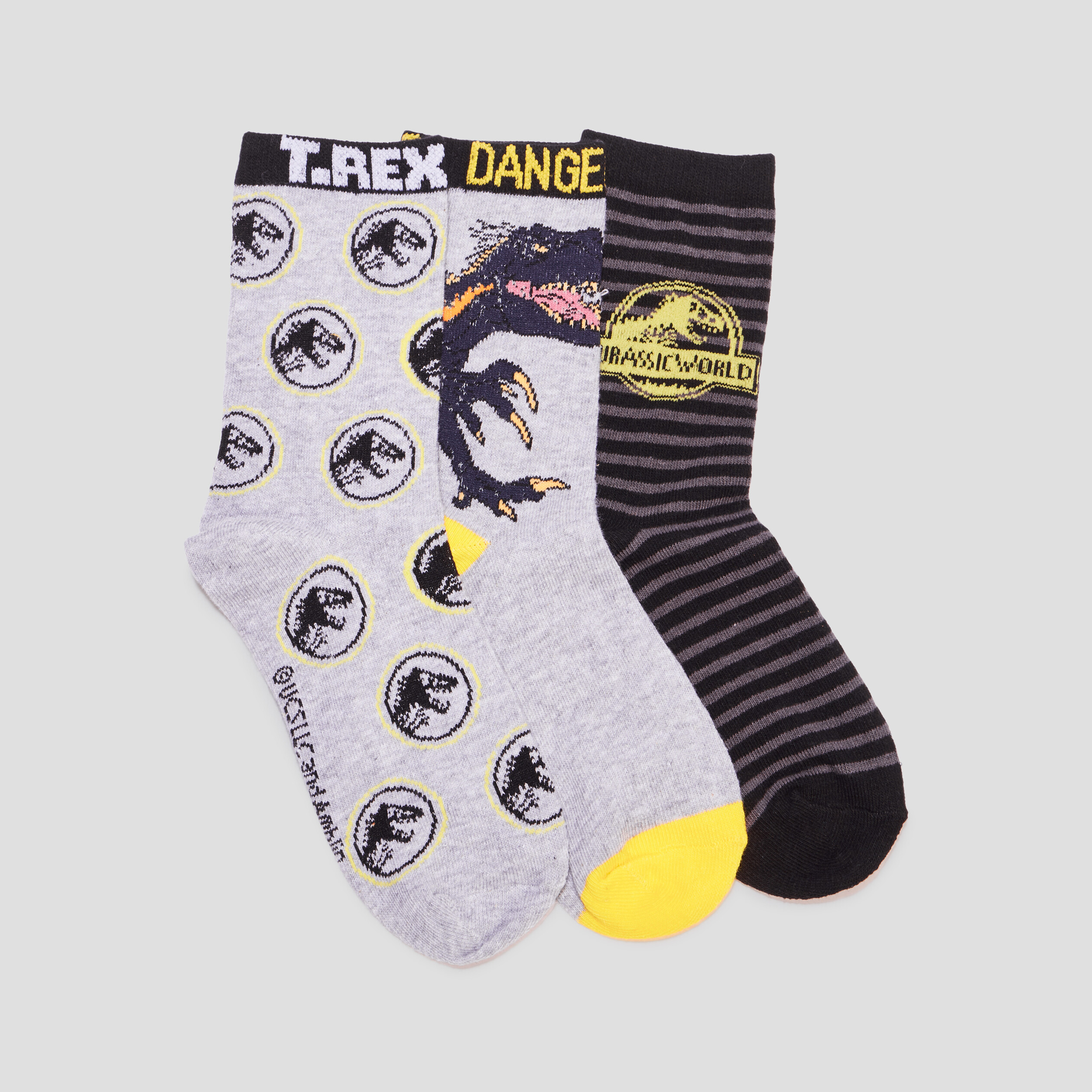 lot 3 paires chaussettes jurassic world gris fonce garcon Lot 3 paires chaussettes Jurassic World gris foncé garçon