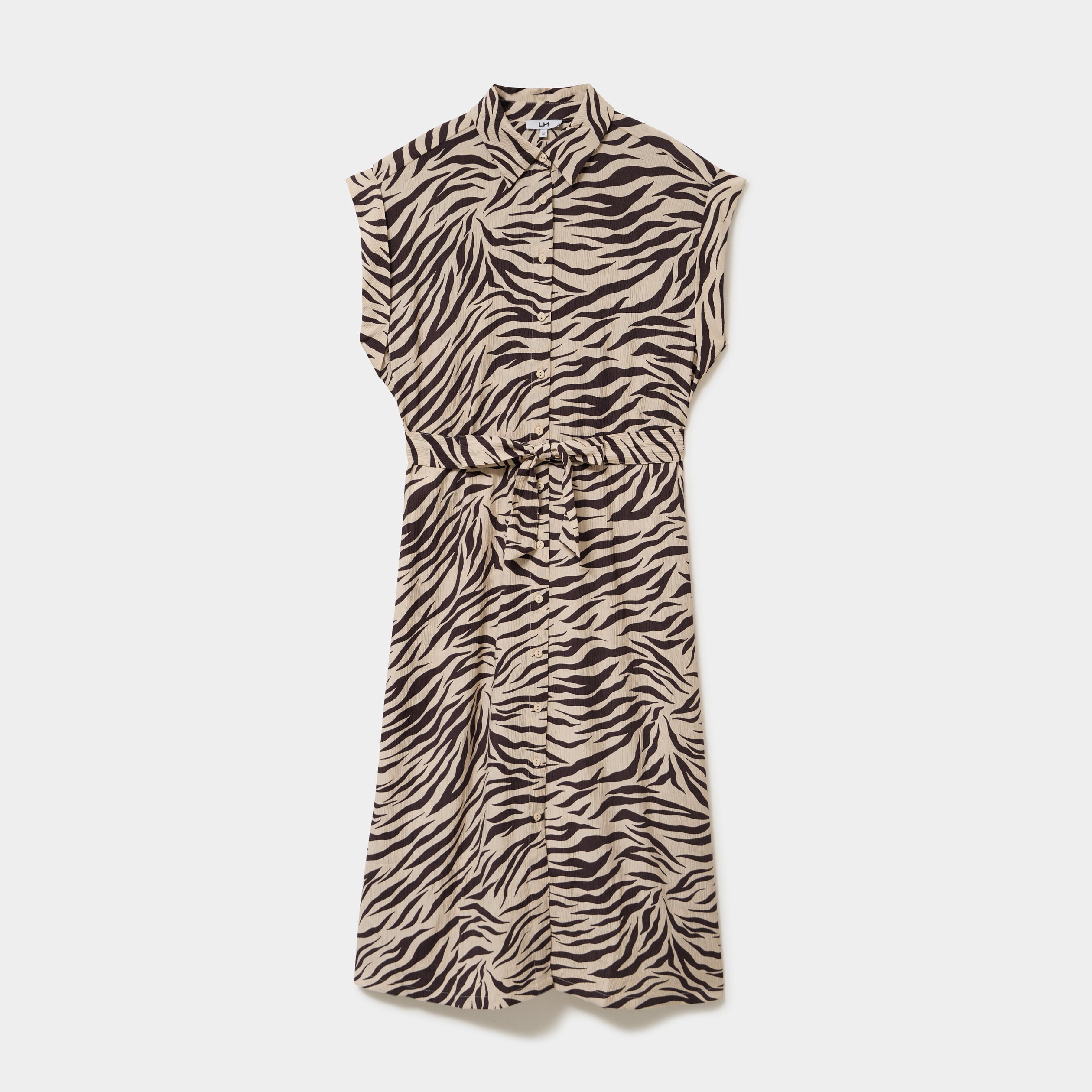 Robe chemise longue taille ajustable beige clair femme