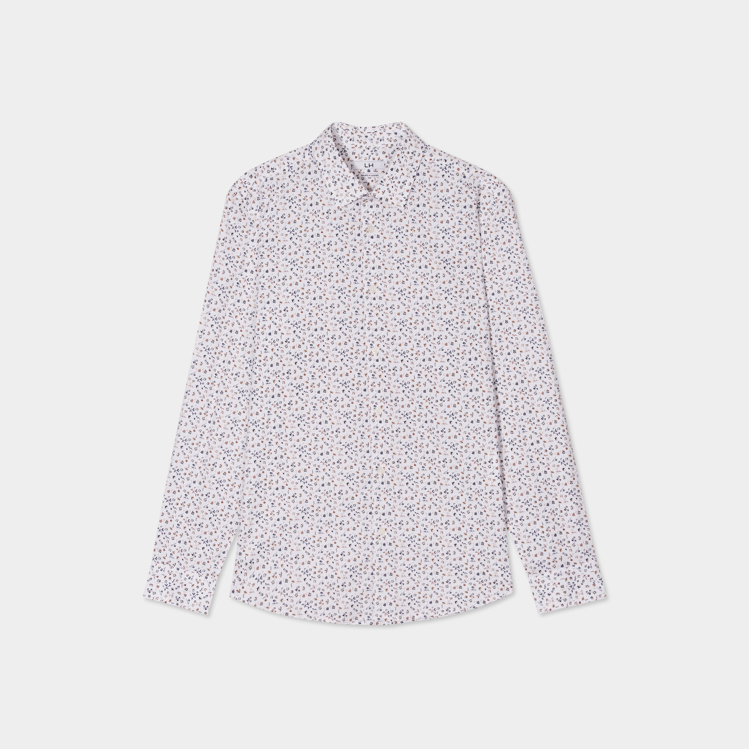Chemise ajust&eacute;e manches longues ecru homme