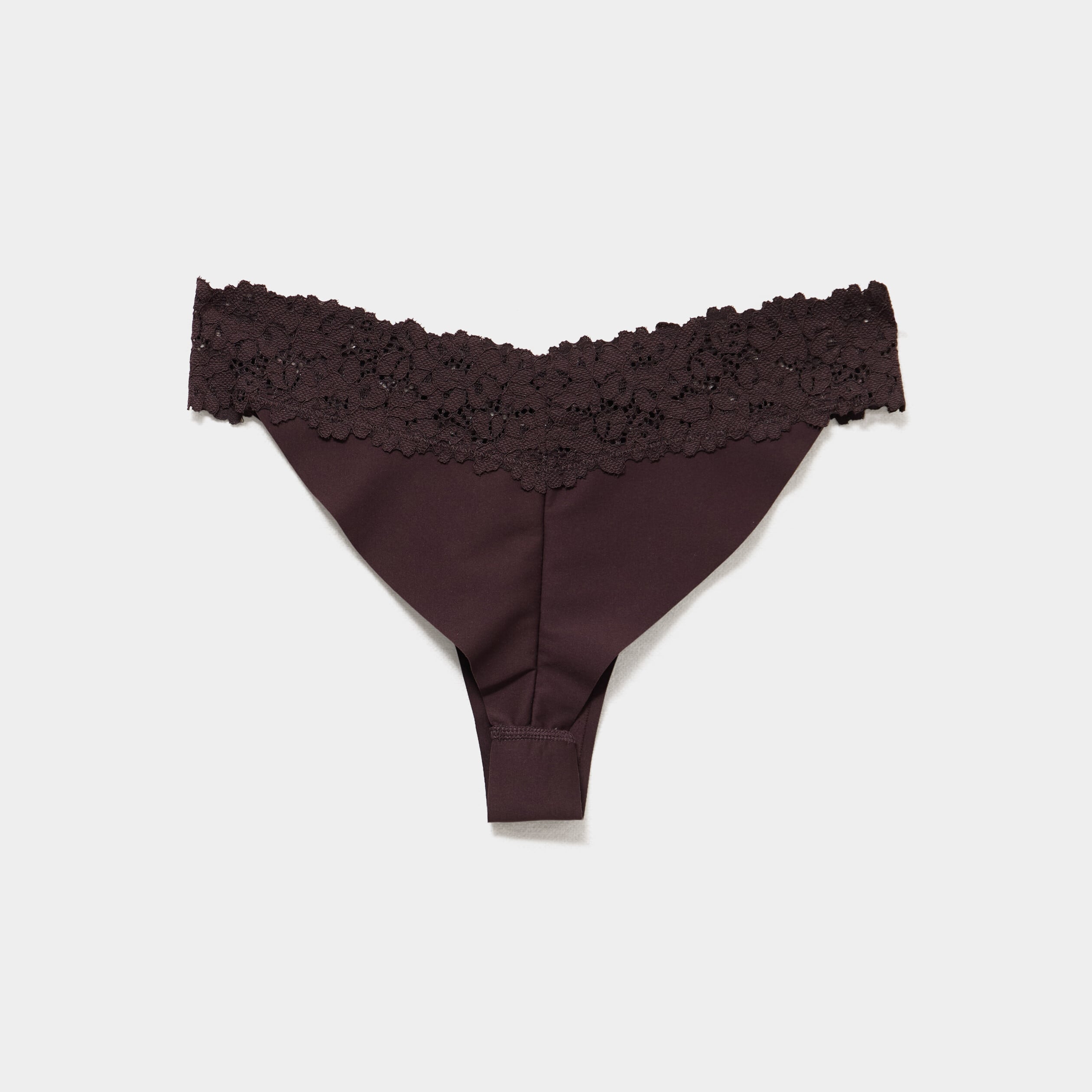 Lot 3 tangas avec dentelle marron femme