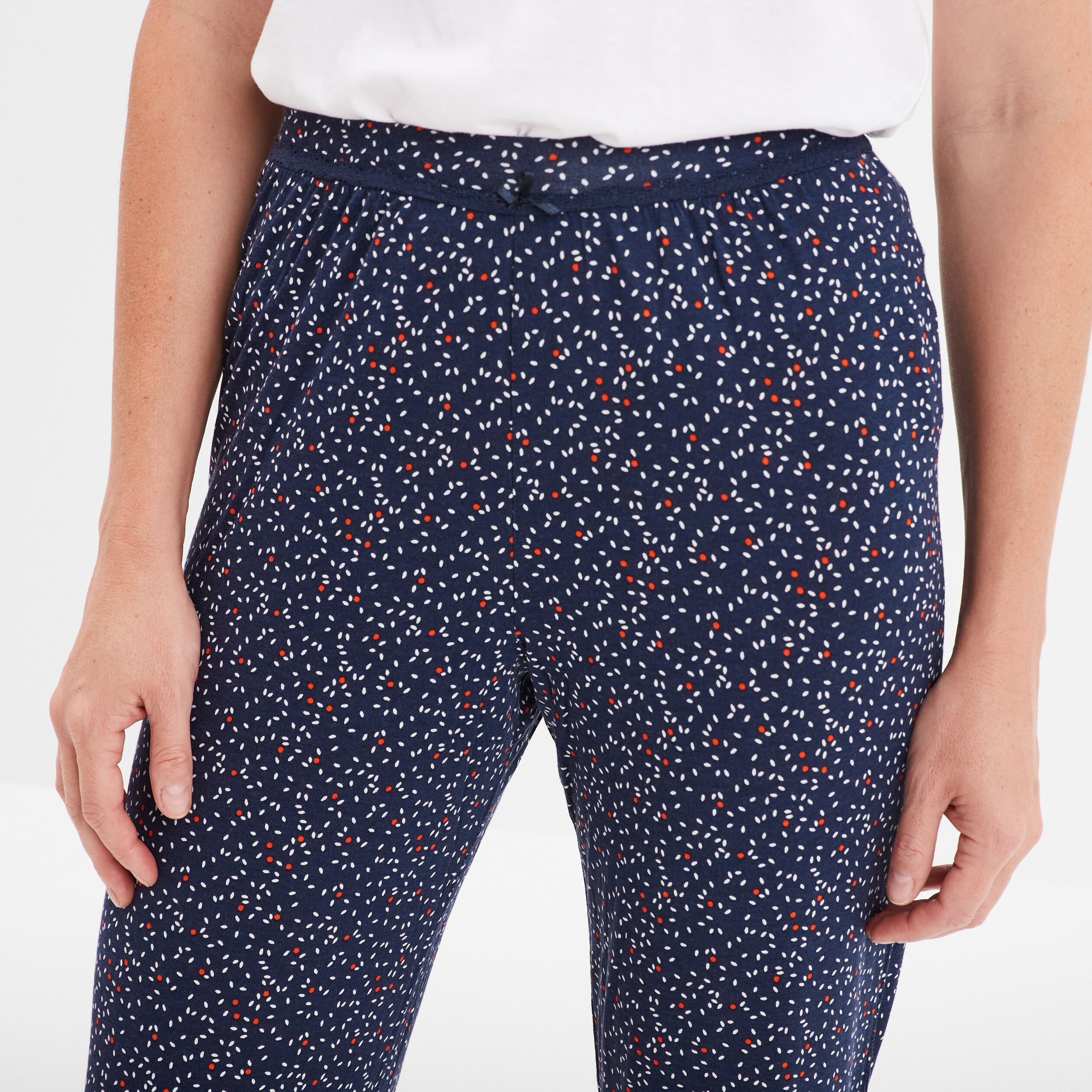 pantalon de pyjama droit fluide bleu marine femme Pantalon de pyjama droit fluide bleu marine femme