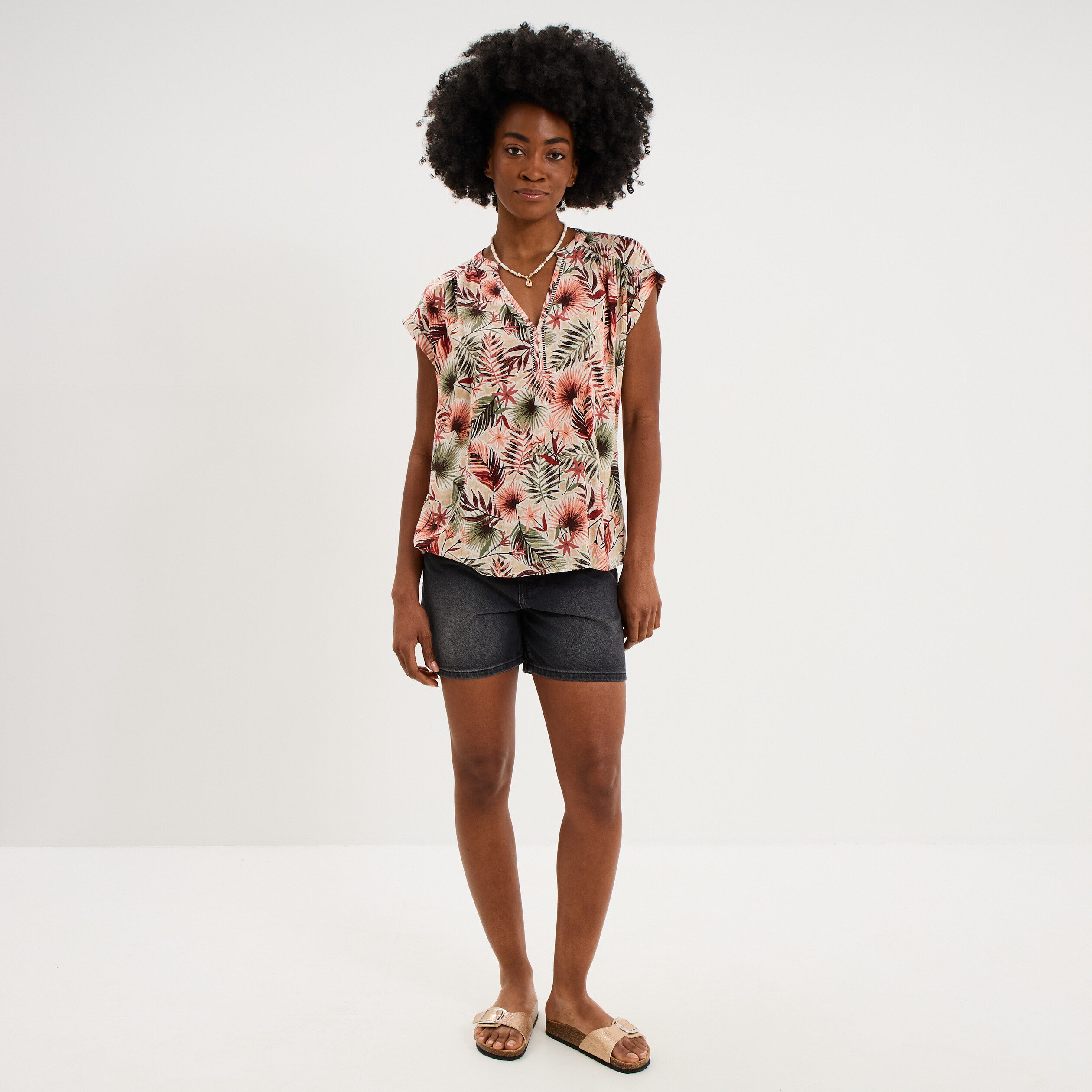 Short mom en jean 5 poches denim noir femme