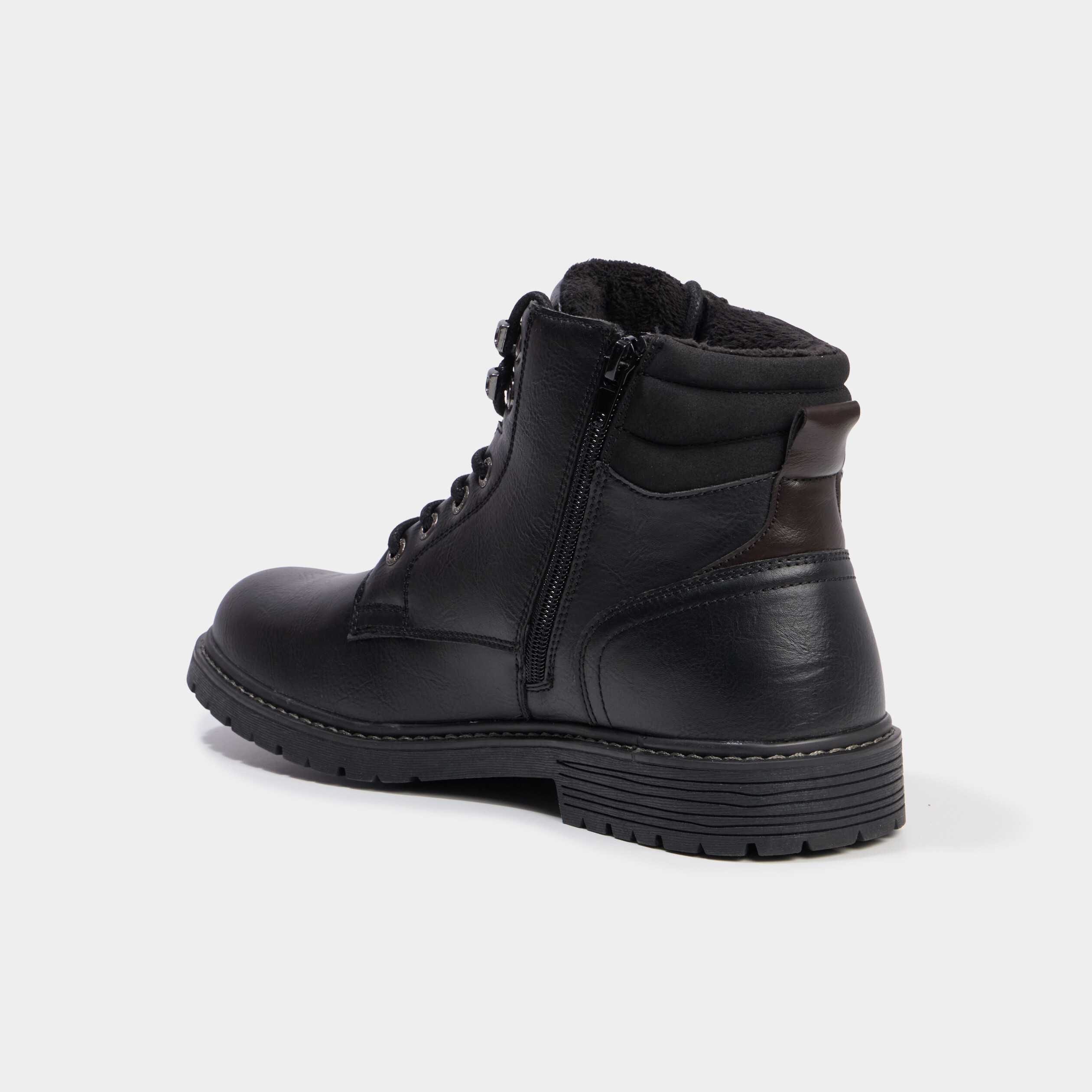 Bottines &agrave; lacets avec zip c&ocirc;t&eacute; noir homme