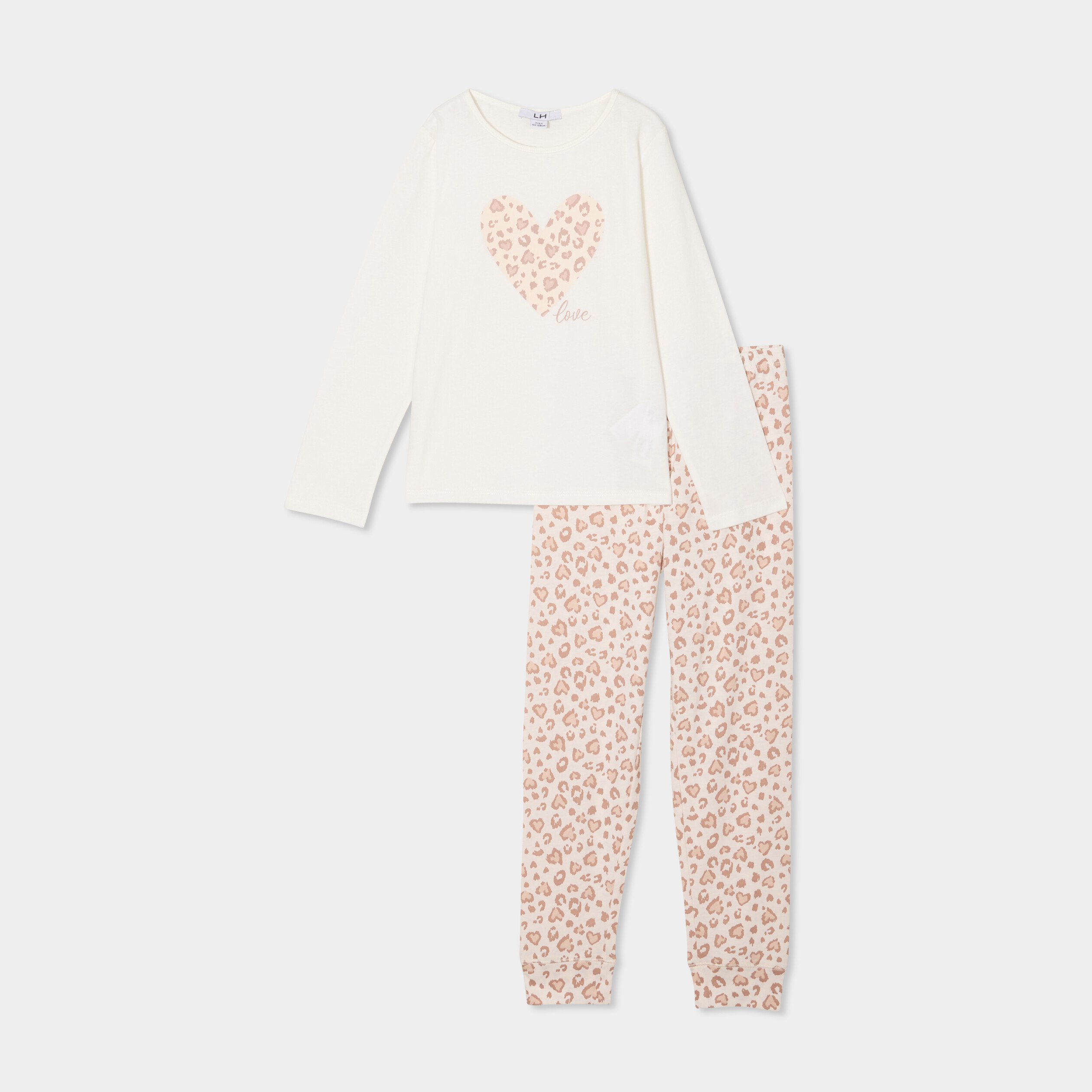 ensemble pyjama pantalon t shirt coton blanc fille Ensemble pyjama pantalon t-shirt coton blanc fille