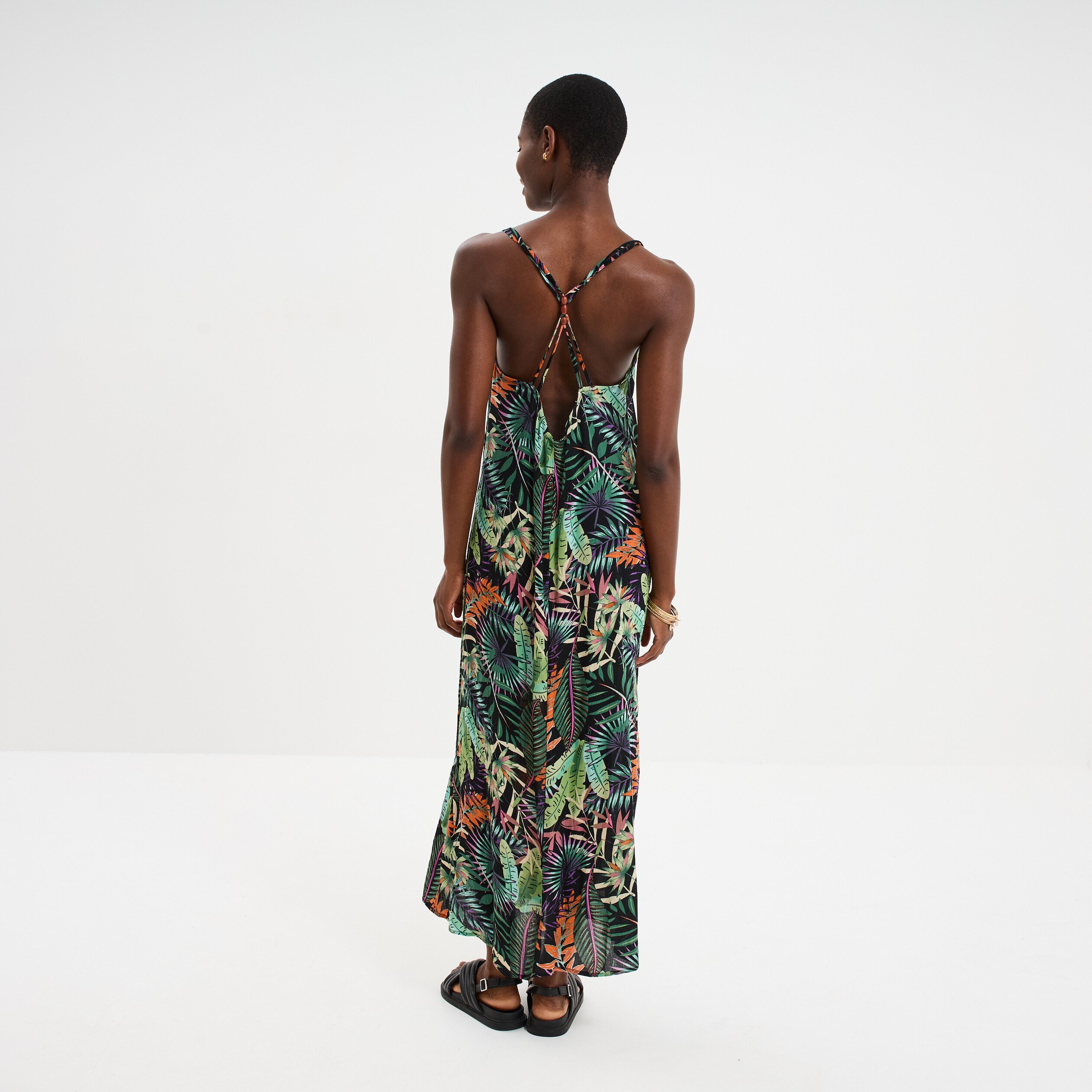 robe longue bretelles croisees dos noir femme Robe longue bretelles croisées dos noir femme