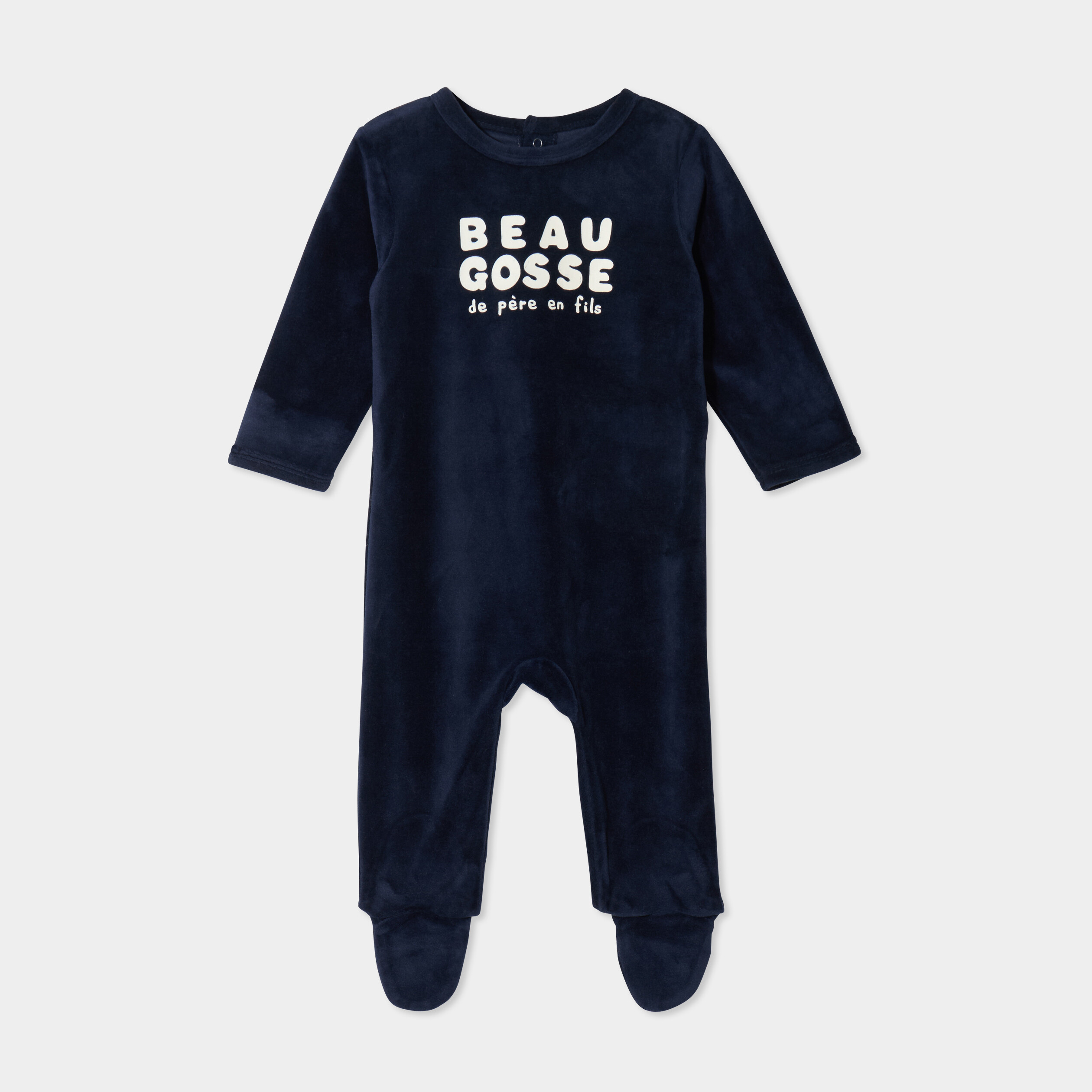Dors-bien manches longues boutonn&eacute; bleu marine b&eacute;b&eacute;