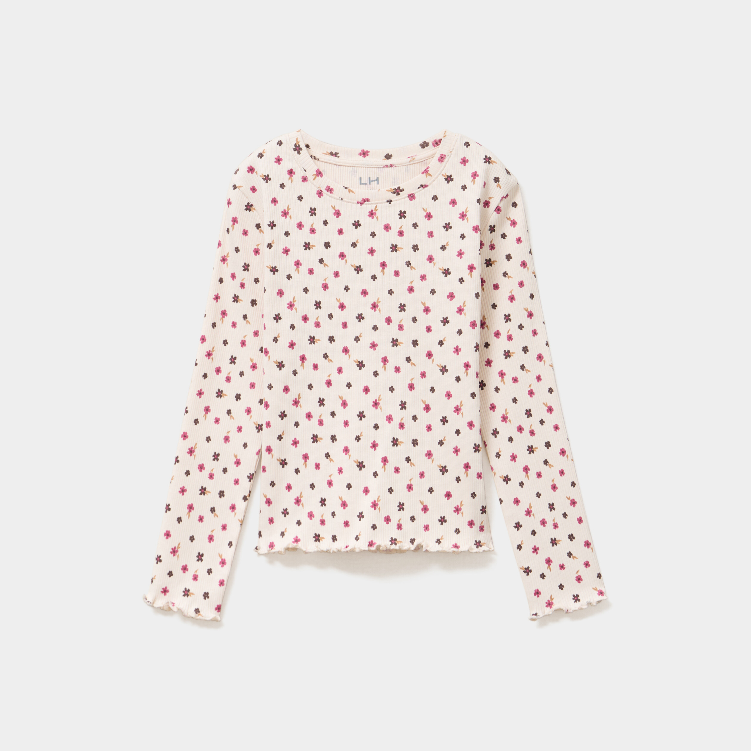 T-shirt c&ocirc;tel&eacute; ajust&eacute; manches longues beige fille