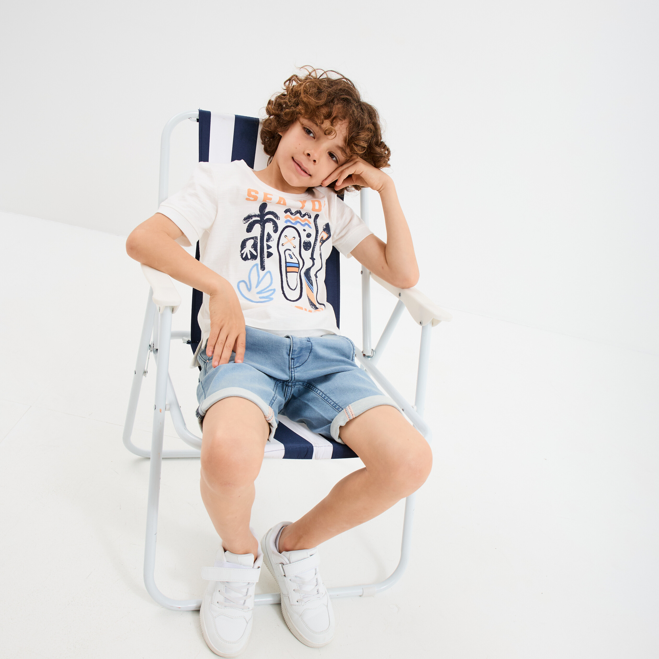 t shirt brode manches courtes coton blanc garcon T-shirt brodé manches courtes coton blanc garçon
