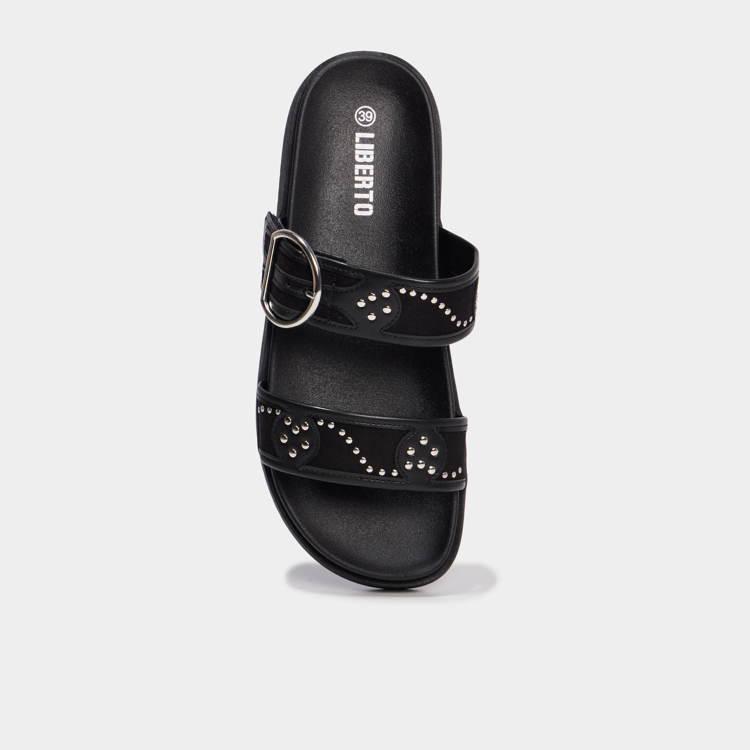 Mules avec brides &agrave; clous noir femme