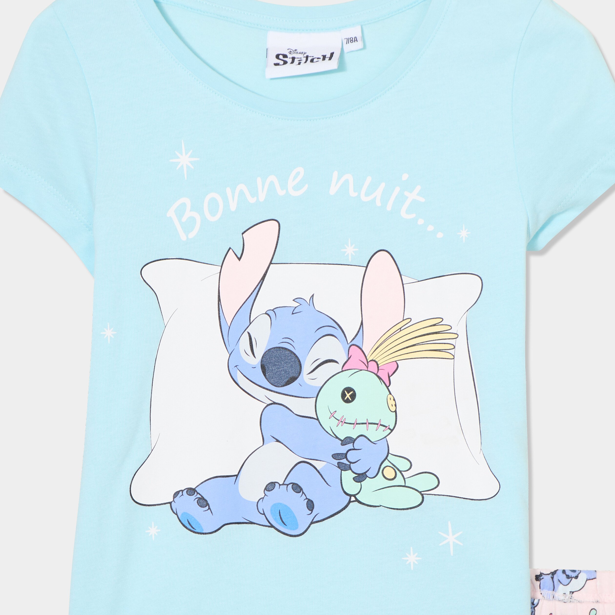 ensemble pyjama short coton stitch vert fille Ensemble pyjama short coton Stitch vert fille