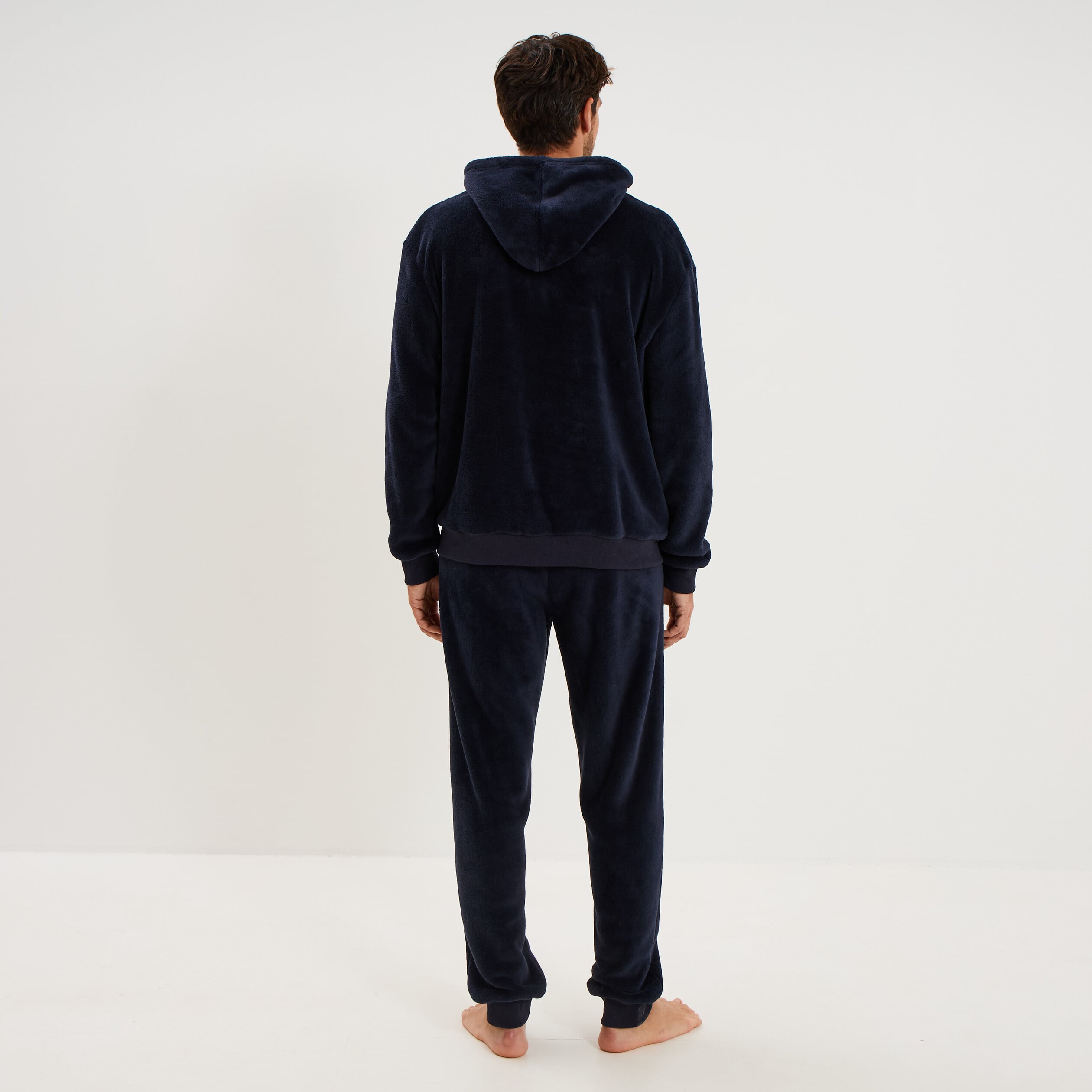 Ensemble pyjama velours avec sweat bleu fonc&eacute; homme