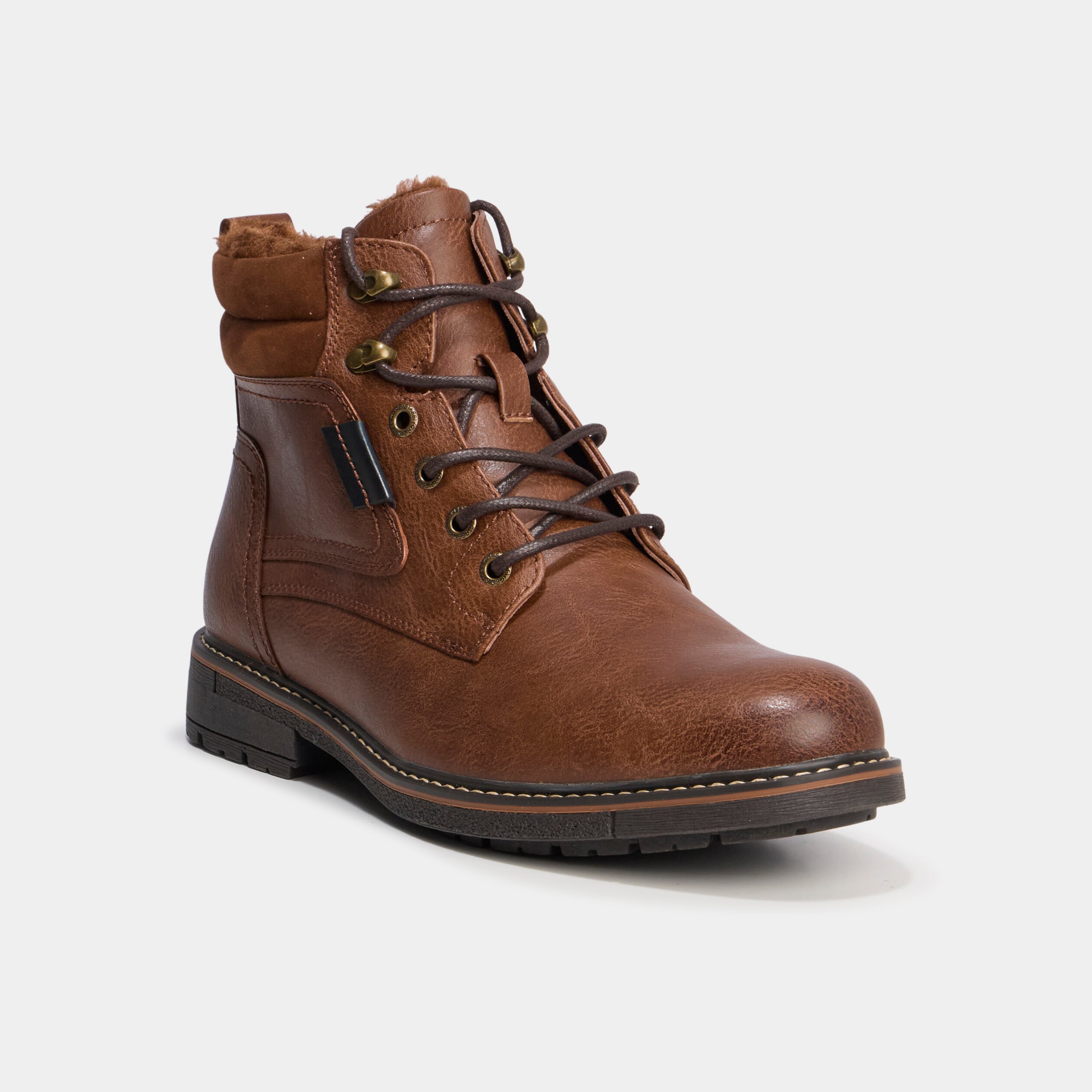Bottines montantes zipp&eacute;es &agrave; lacets marron homme