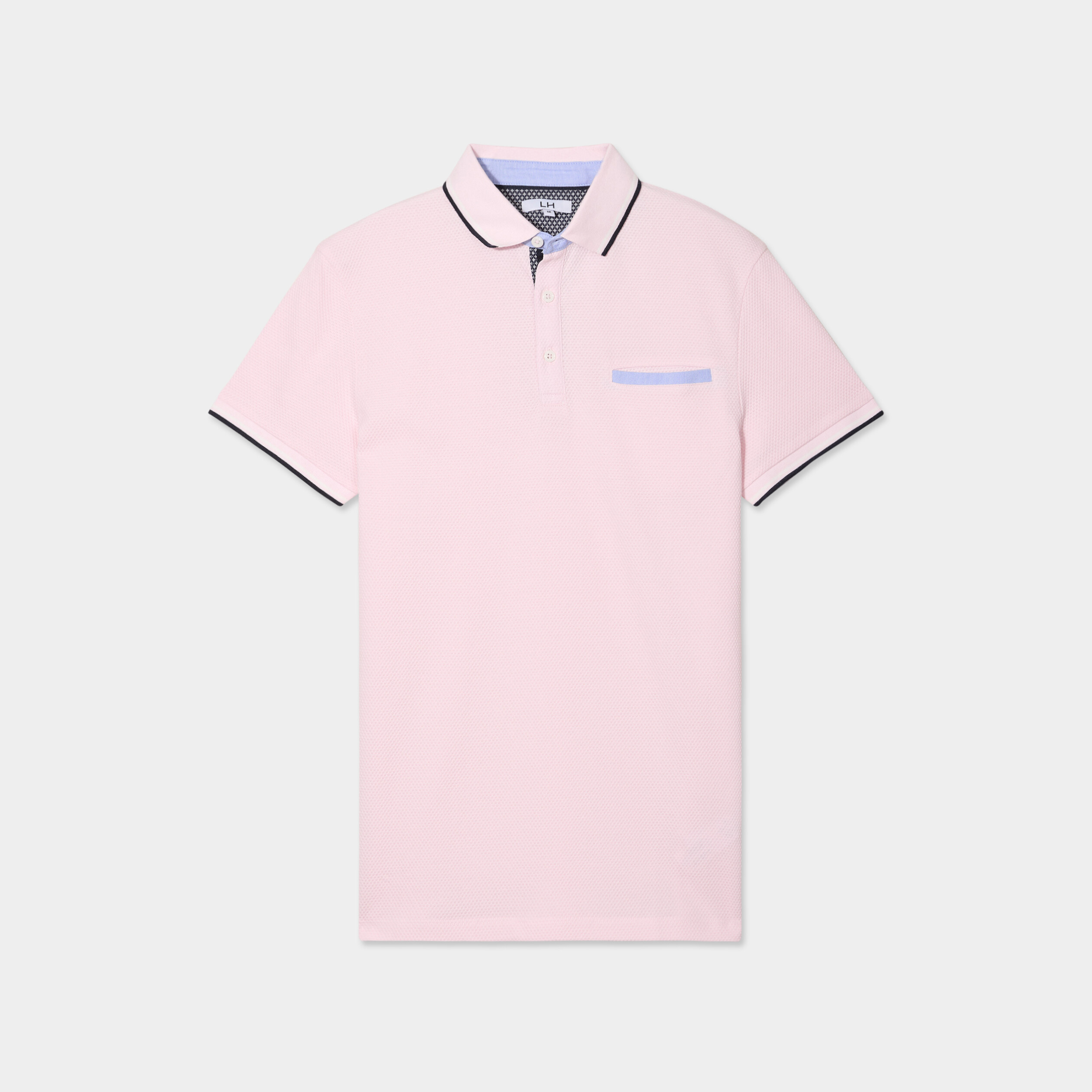 Polo piqu&eacute; manches courtes coton rose homme