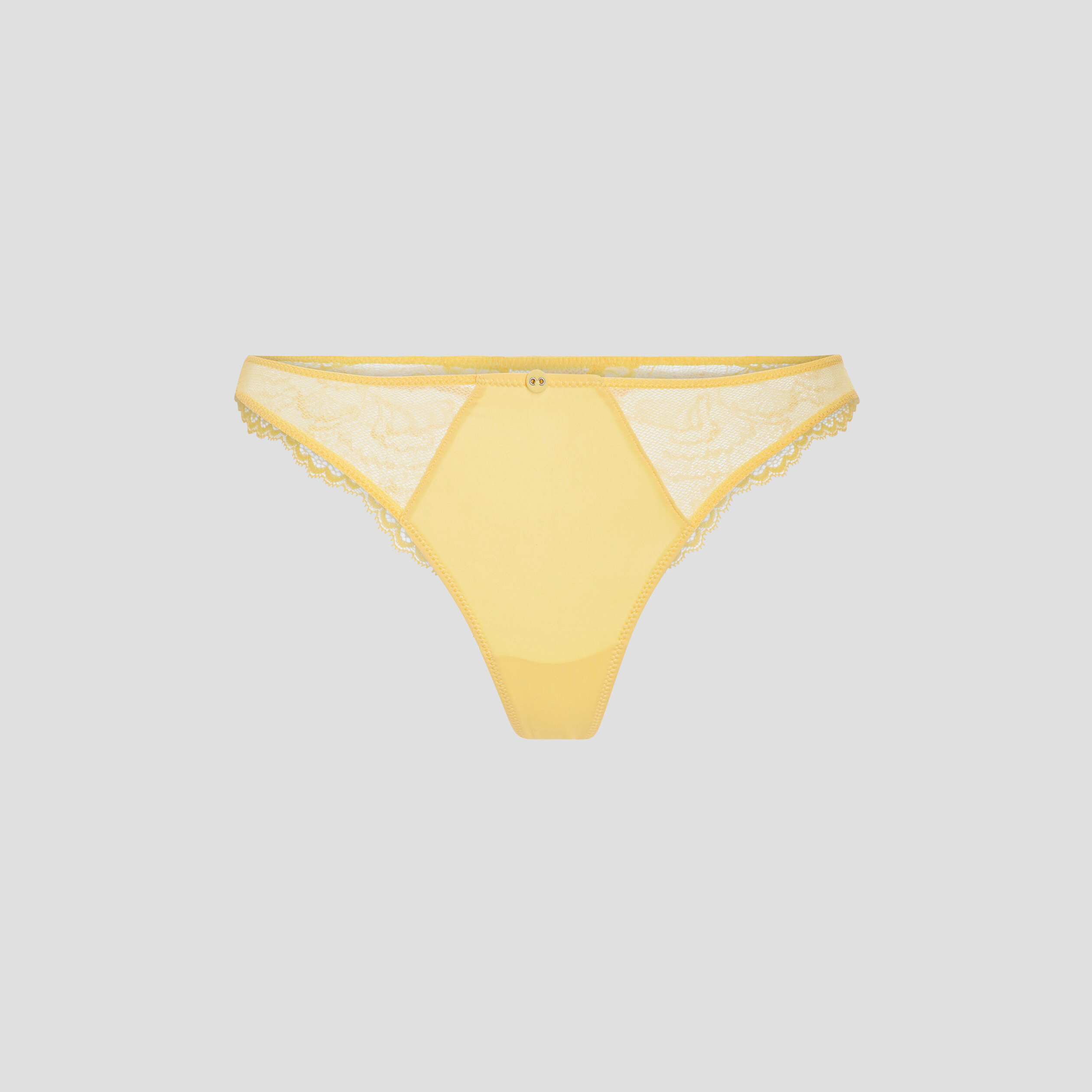 Tanga à dentelle jaune citron femme