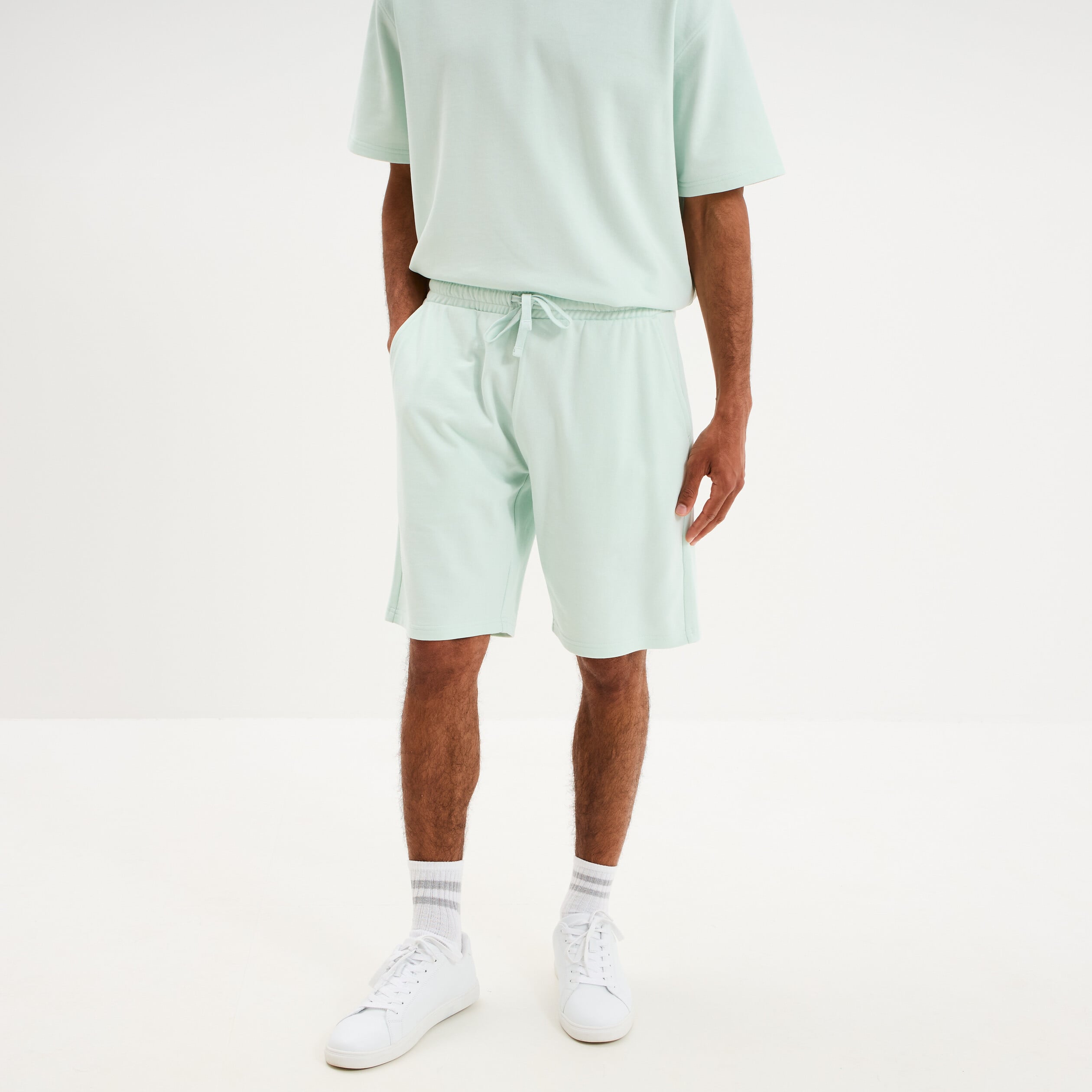 Short de jogging taille &eacute;lastiqu&eacute;e l&eacute;ger vert clair homme