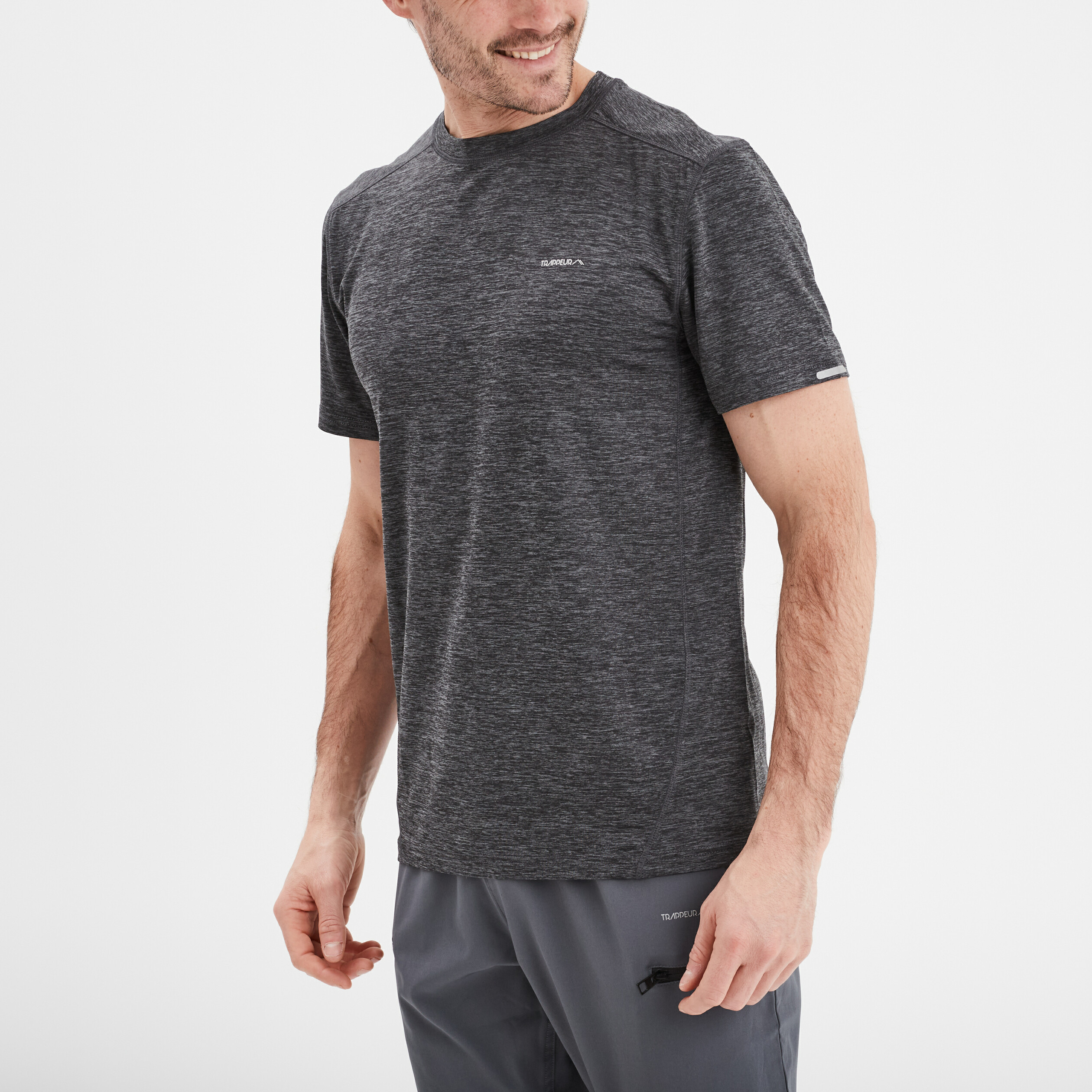 T-shirt technique outdoor l&eacute;ger Trappeur gris fonc&eacute; homme