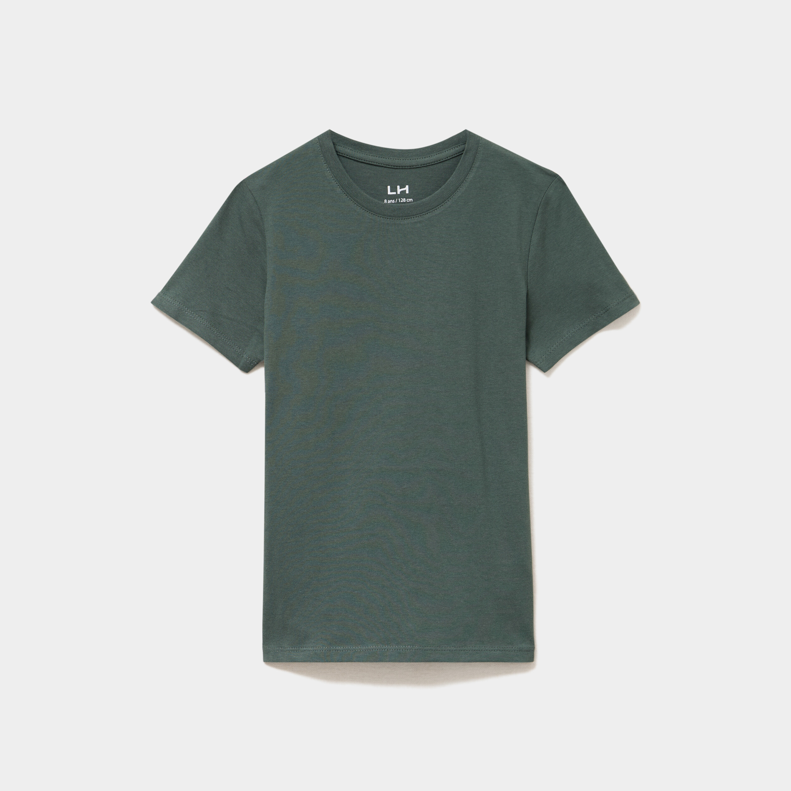 T-shirt en coton manches courtes vert fonc&eacute; gar&ccedil;on