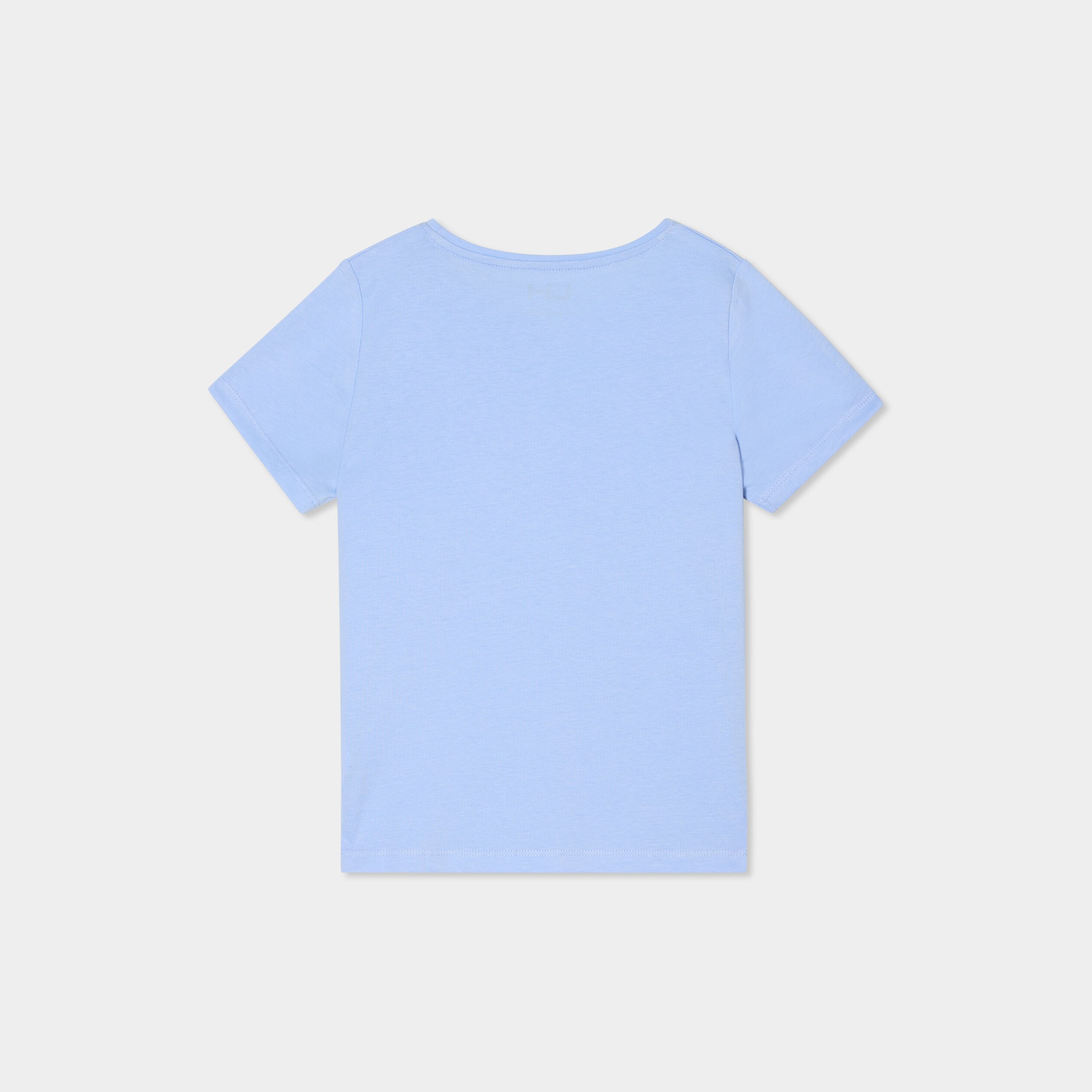 t shirt manches courtes en coton bleu clair fille T-shirt manches courtes en coton bleu clair fille