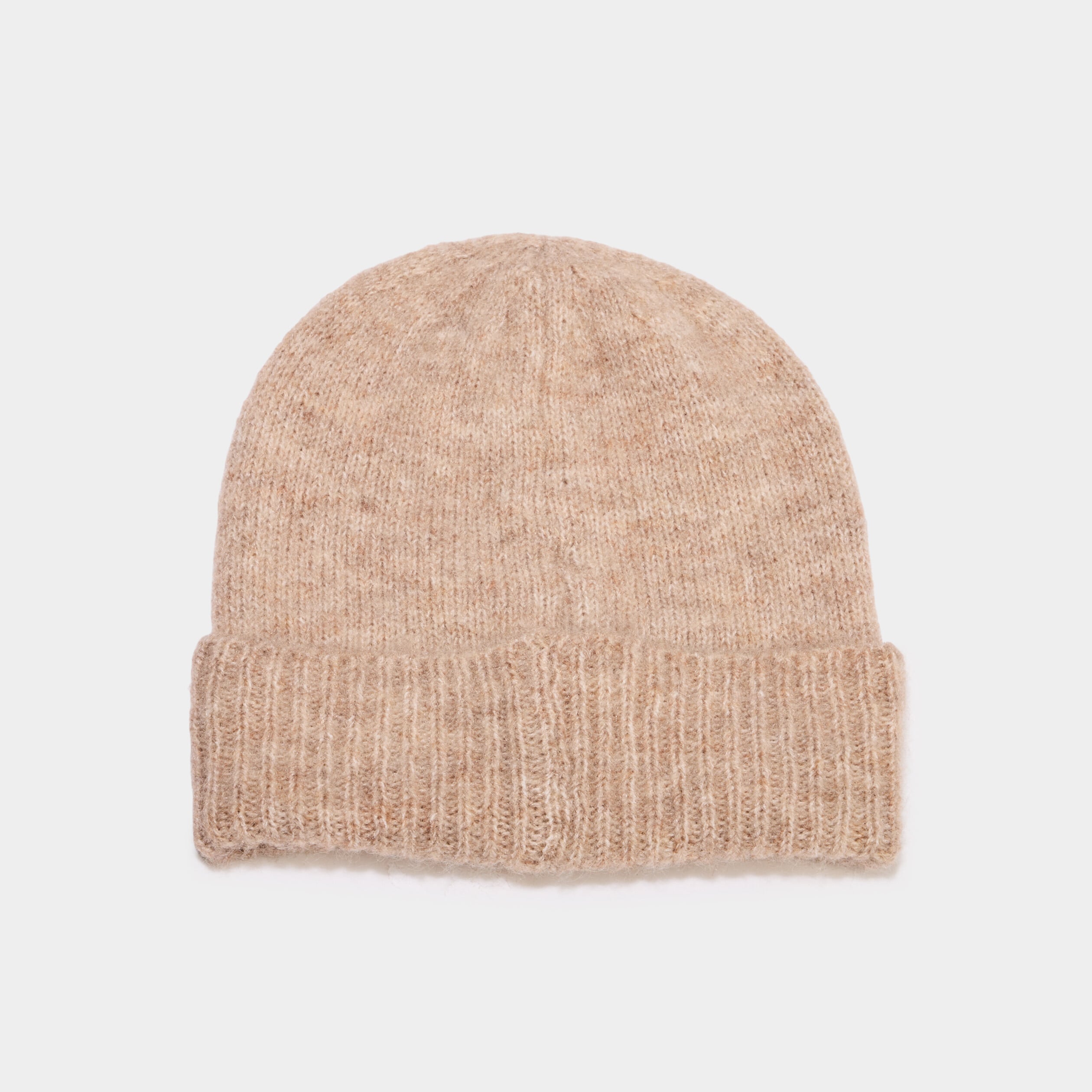 Bonnet maille c&ocirc;tel&eacute;e beige femme