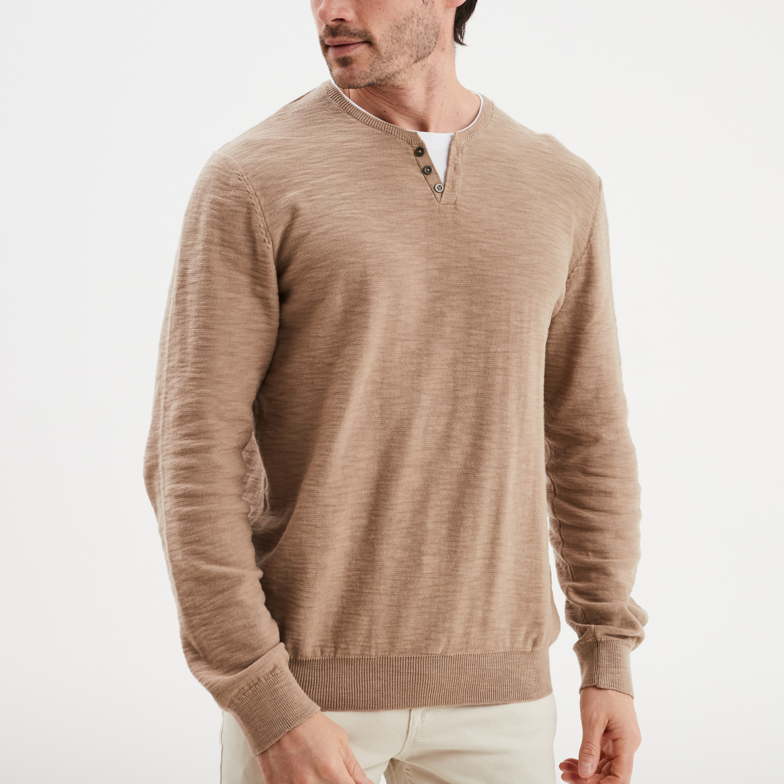 pull col tunisien coton liberto taupe homme Pull col tunisien coton Liberto taupe homme