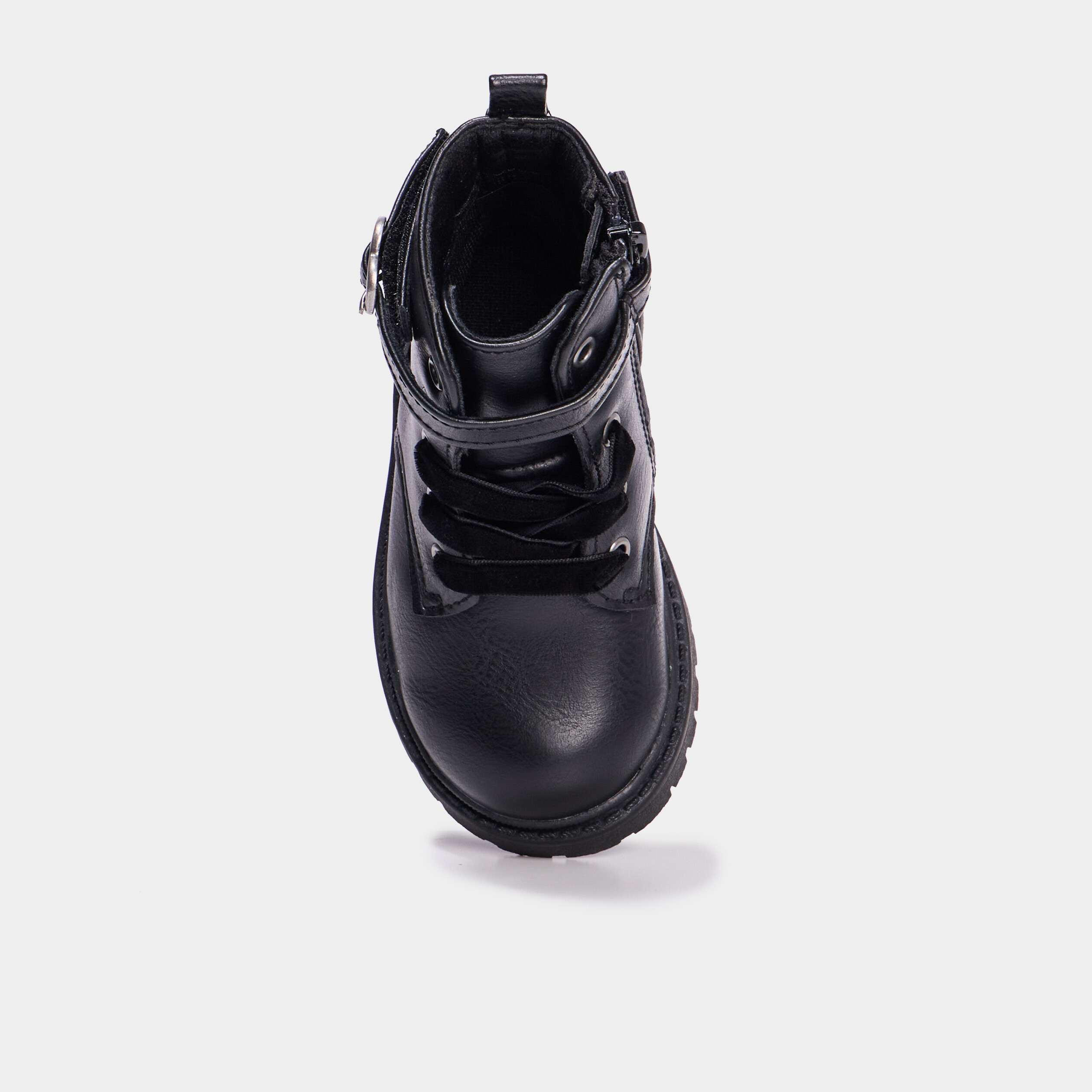 Boots crant&eacute;es avec boucles coeur noir b&eacute;b&eacute; fille