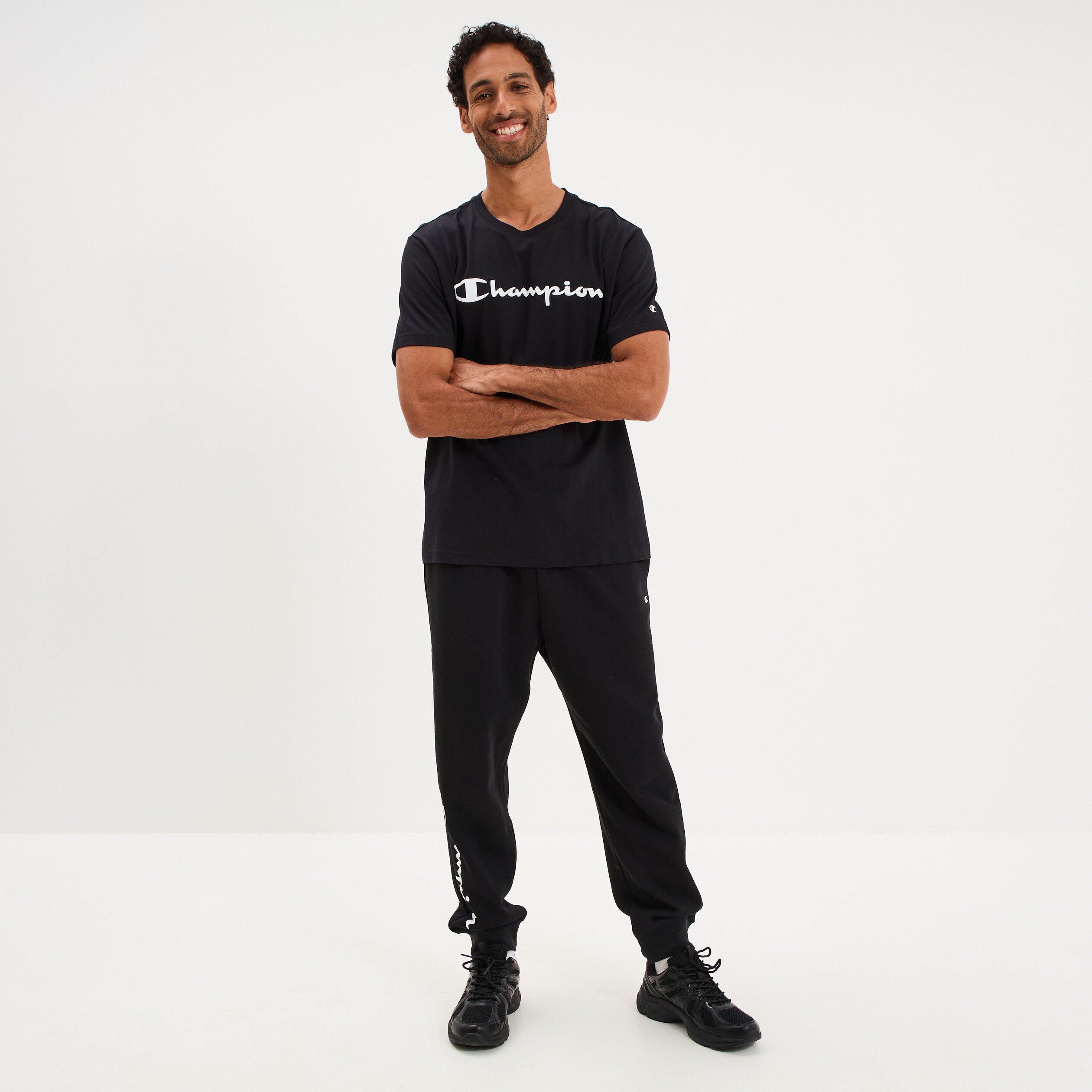 T-shirt manches courtes coton Champion noir homme