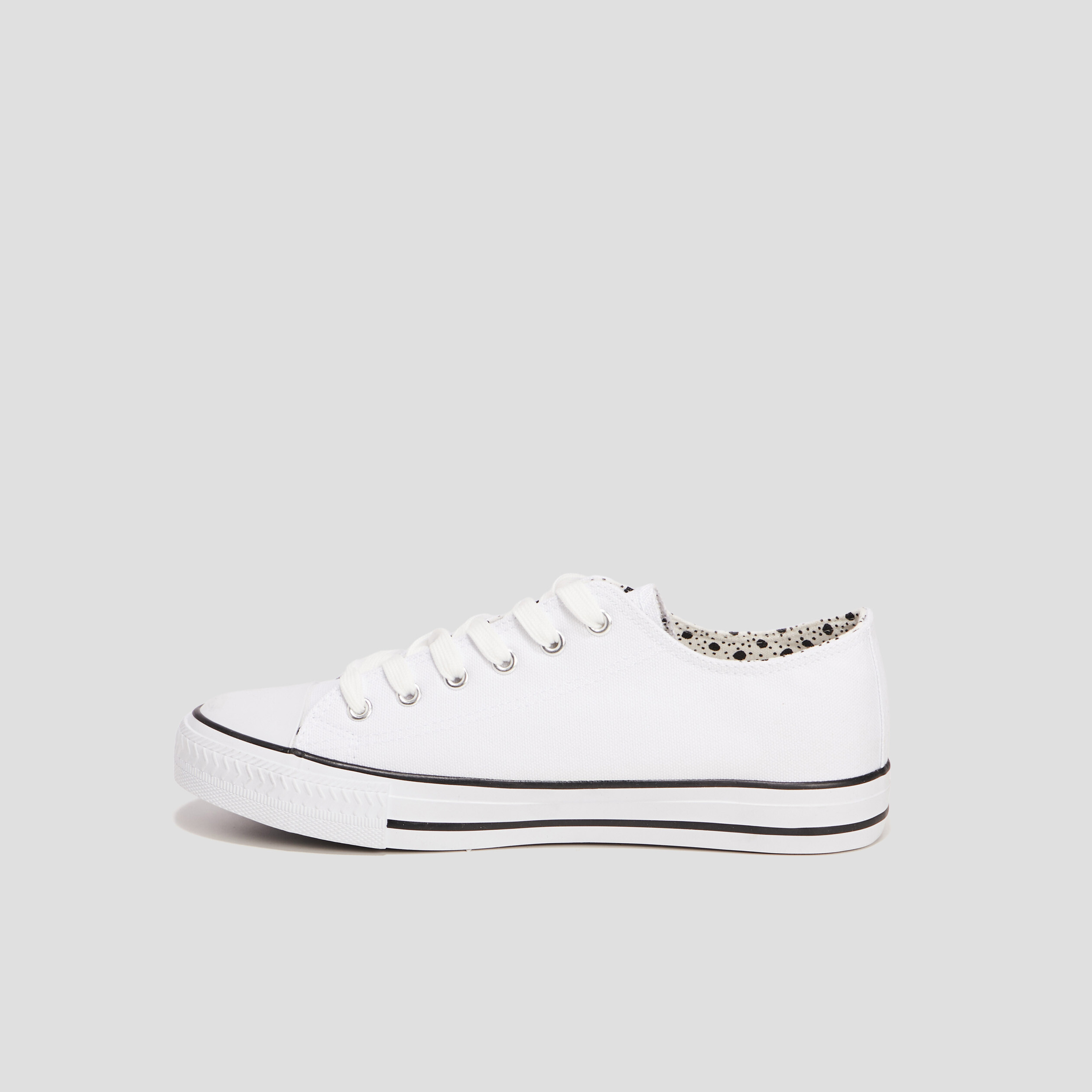 Tennis en toile a lacets blanc femme La Halle