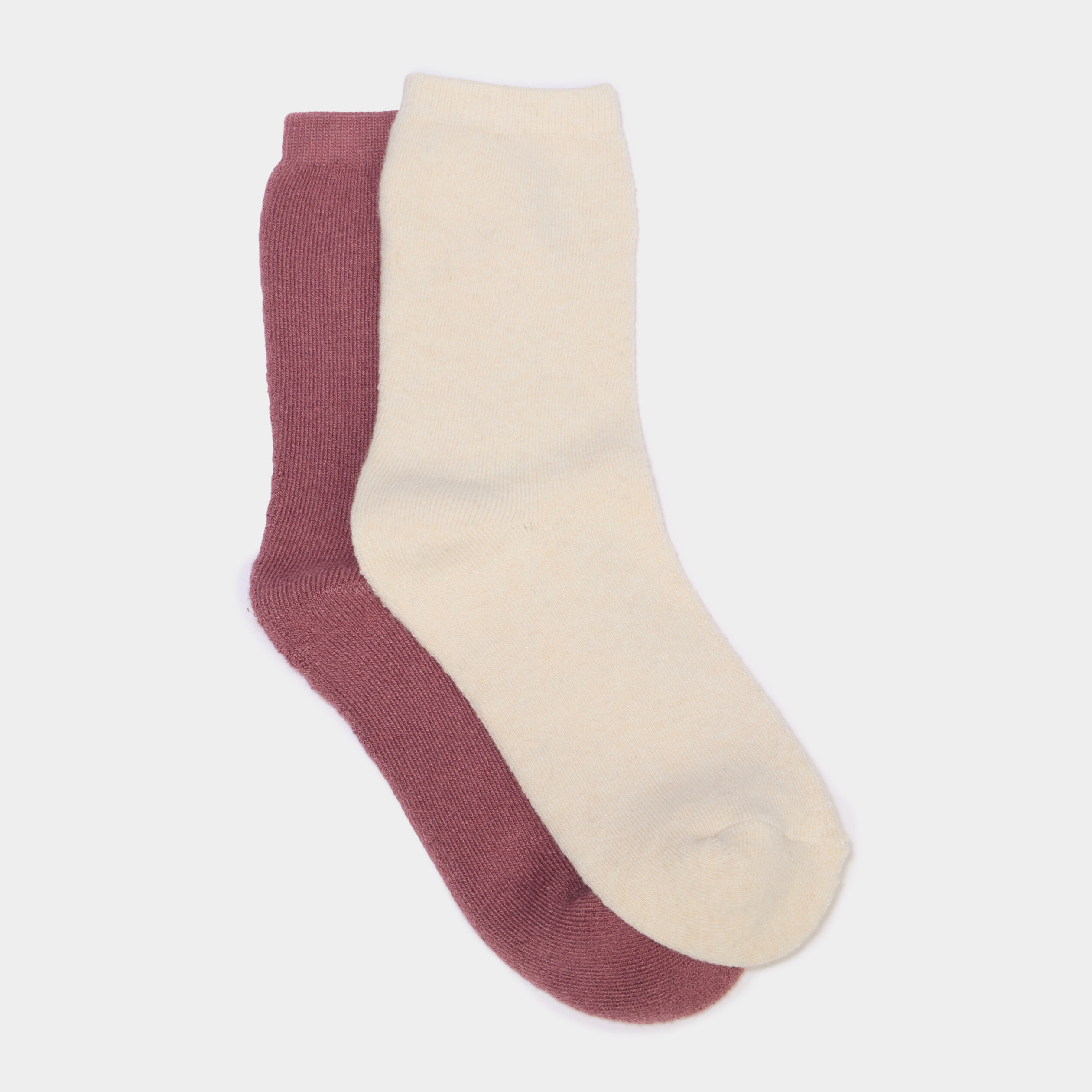 Lot 2 paires chaussettes mi-hautes vieux rose fille