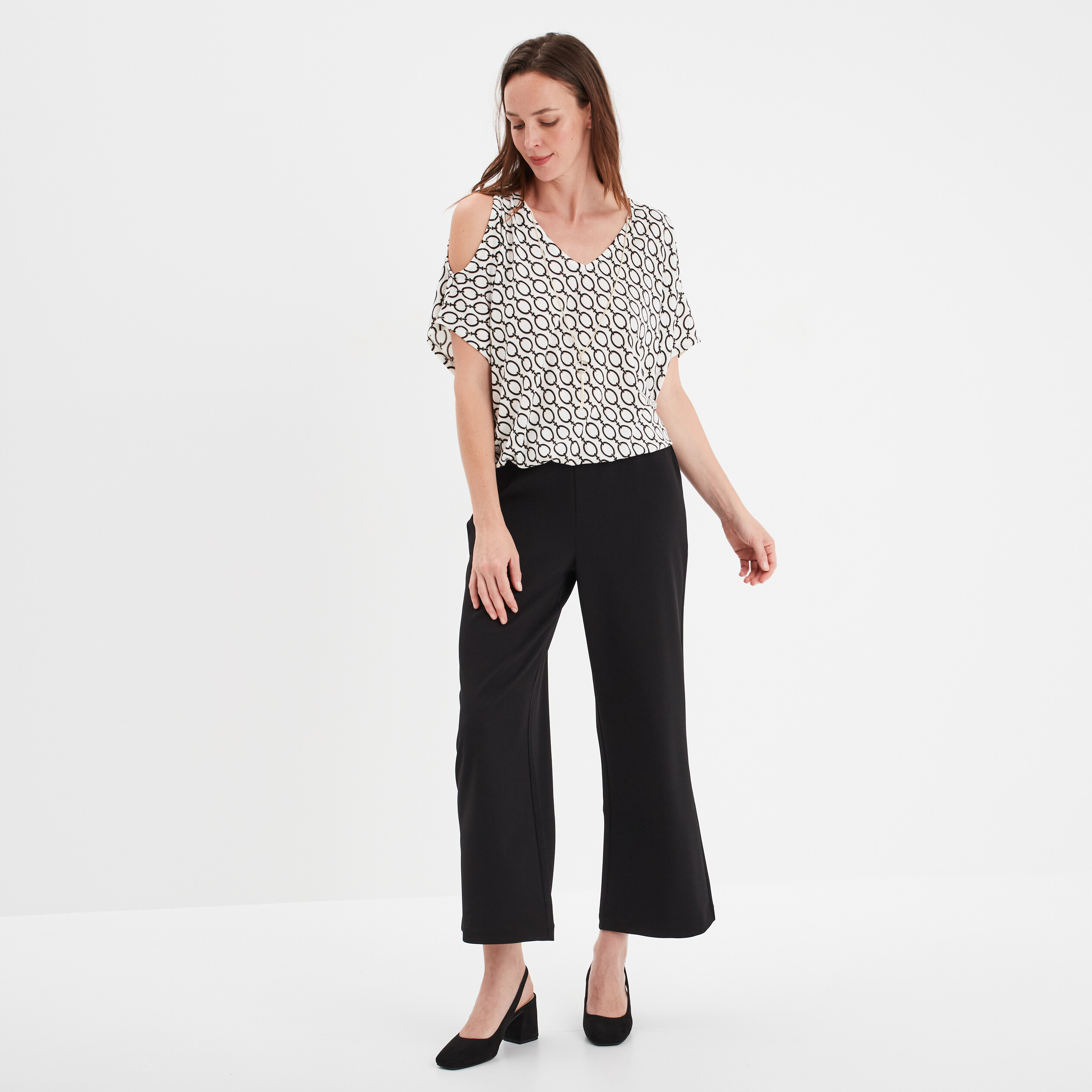 t shirt detail bijou manches courtes ecru femme T-shirt détail bijou manches courtes ecru femme