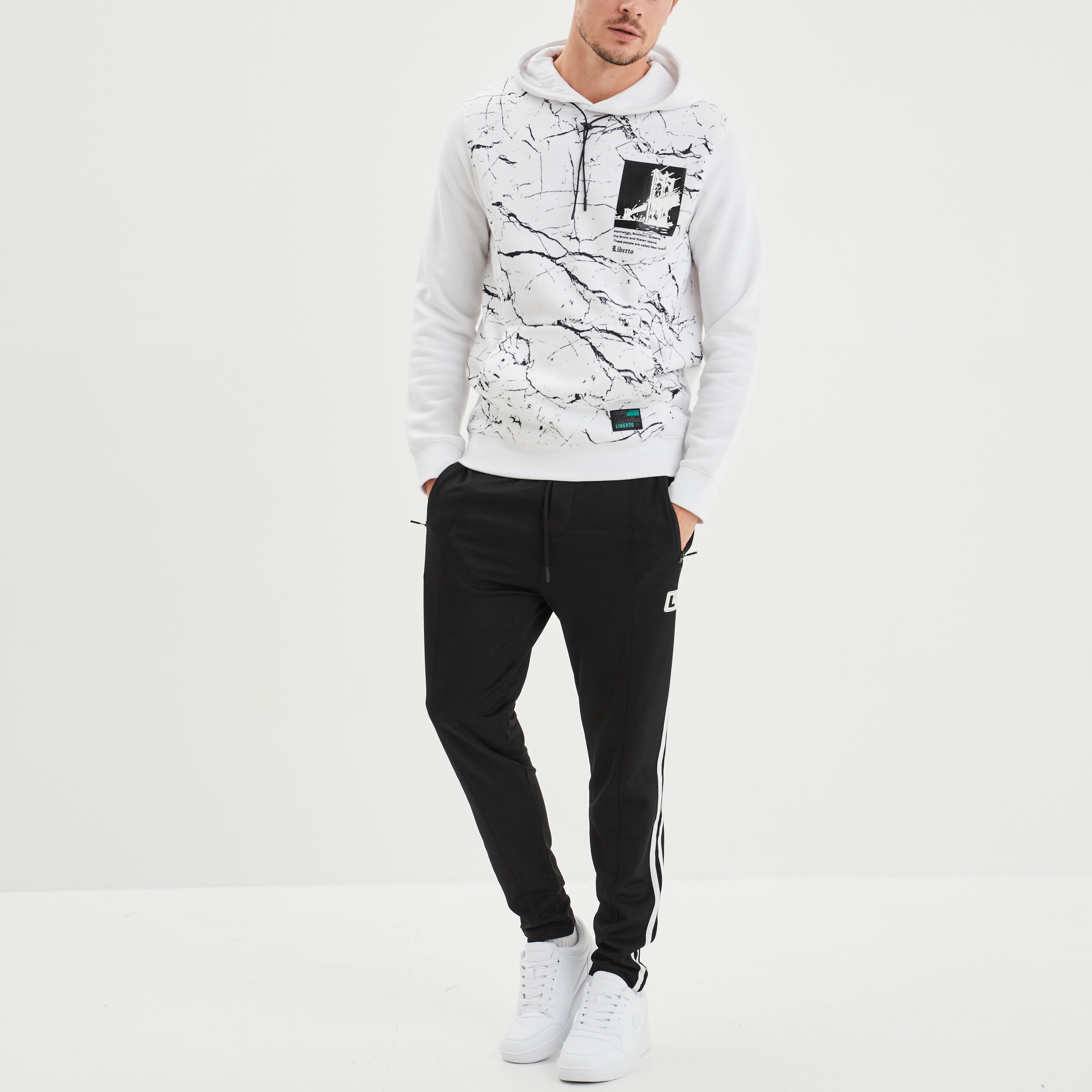 Sweat à capuche hoodie Liberto blanc homme