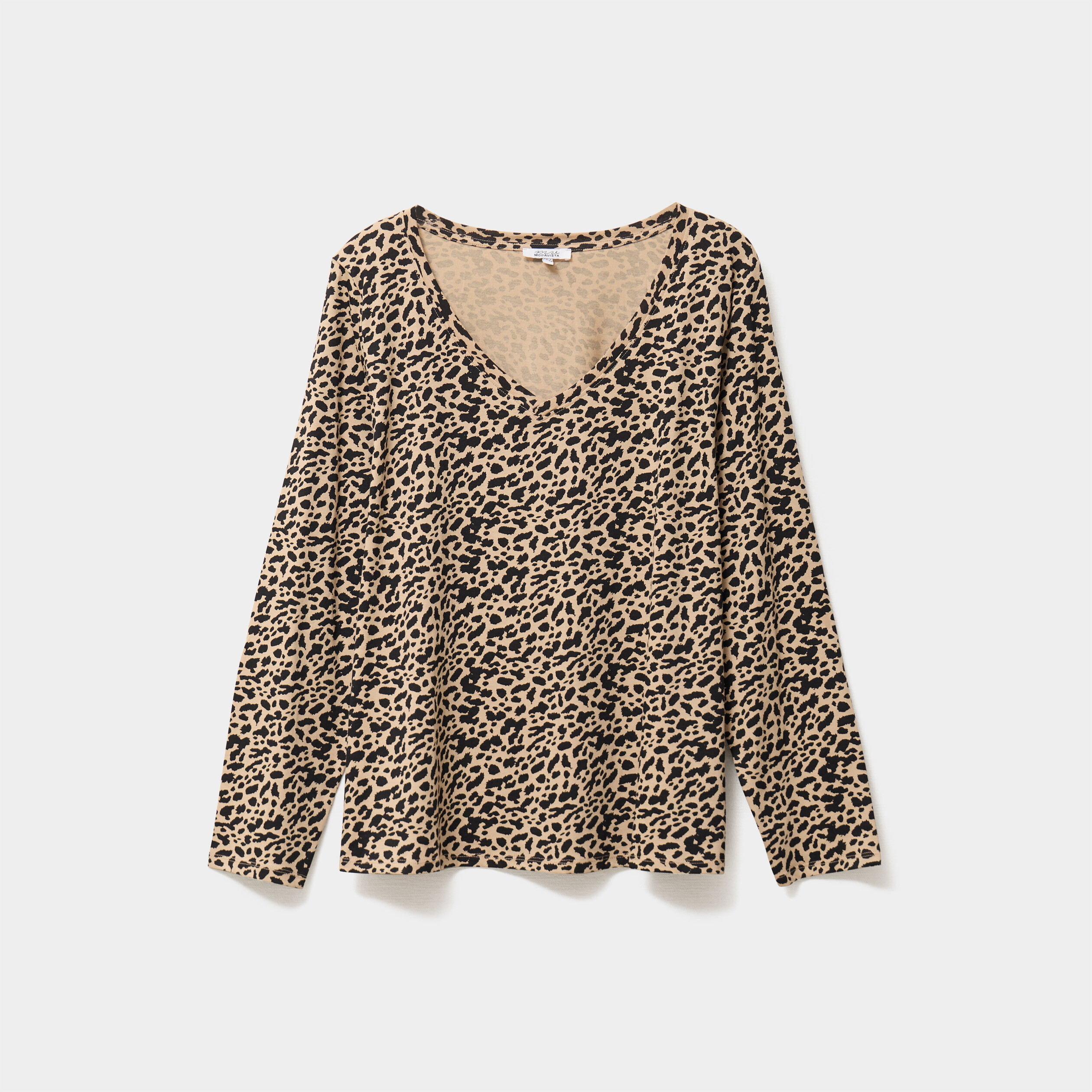 t shirt col en v manches longues coton beige femmegt T-shirt col en V manches longues coton beige femme grande taille