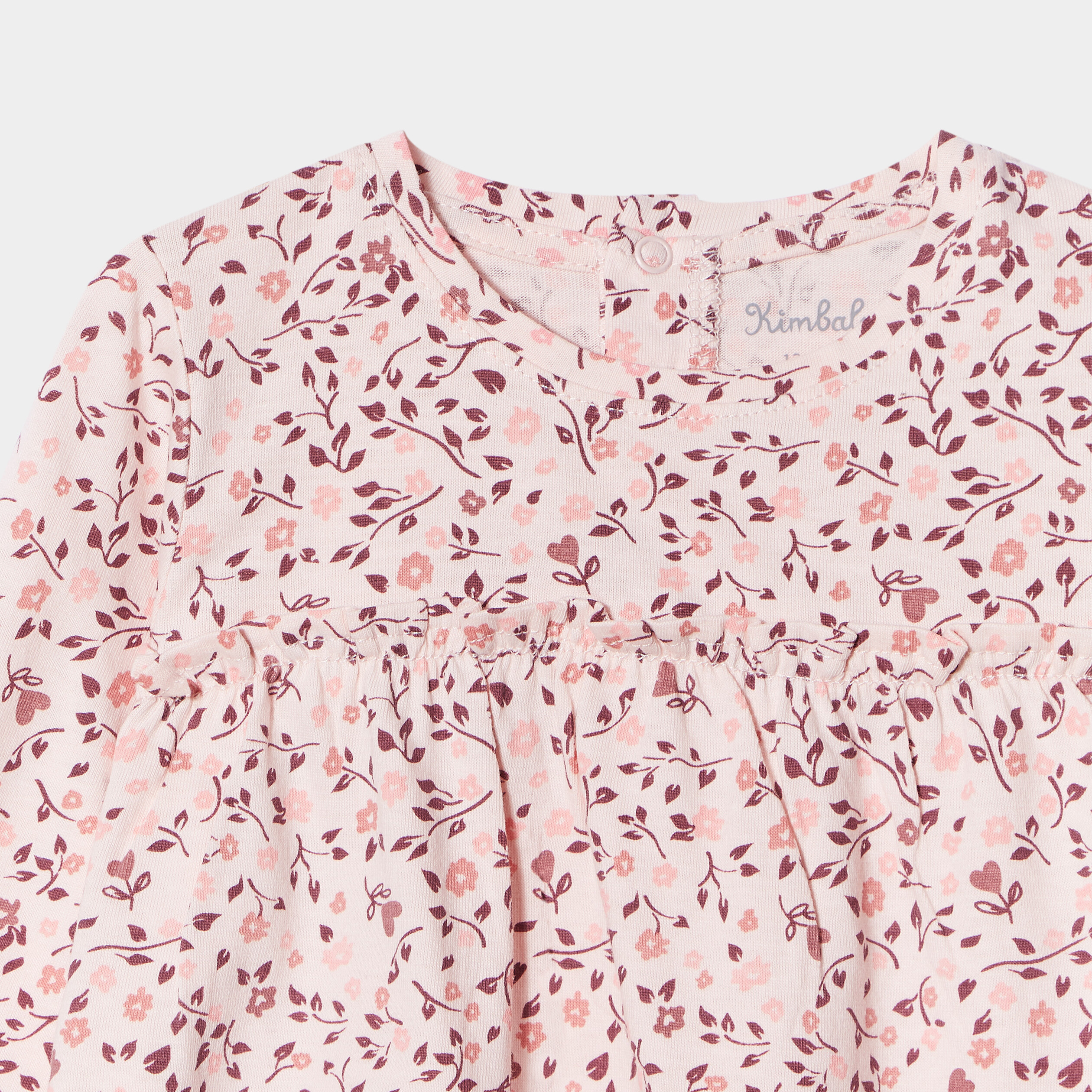 t shirt ample manches longues coton rose clair bebef T-shirt ample manches longues coton rose clair bébé fille