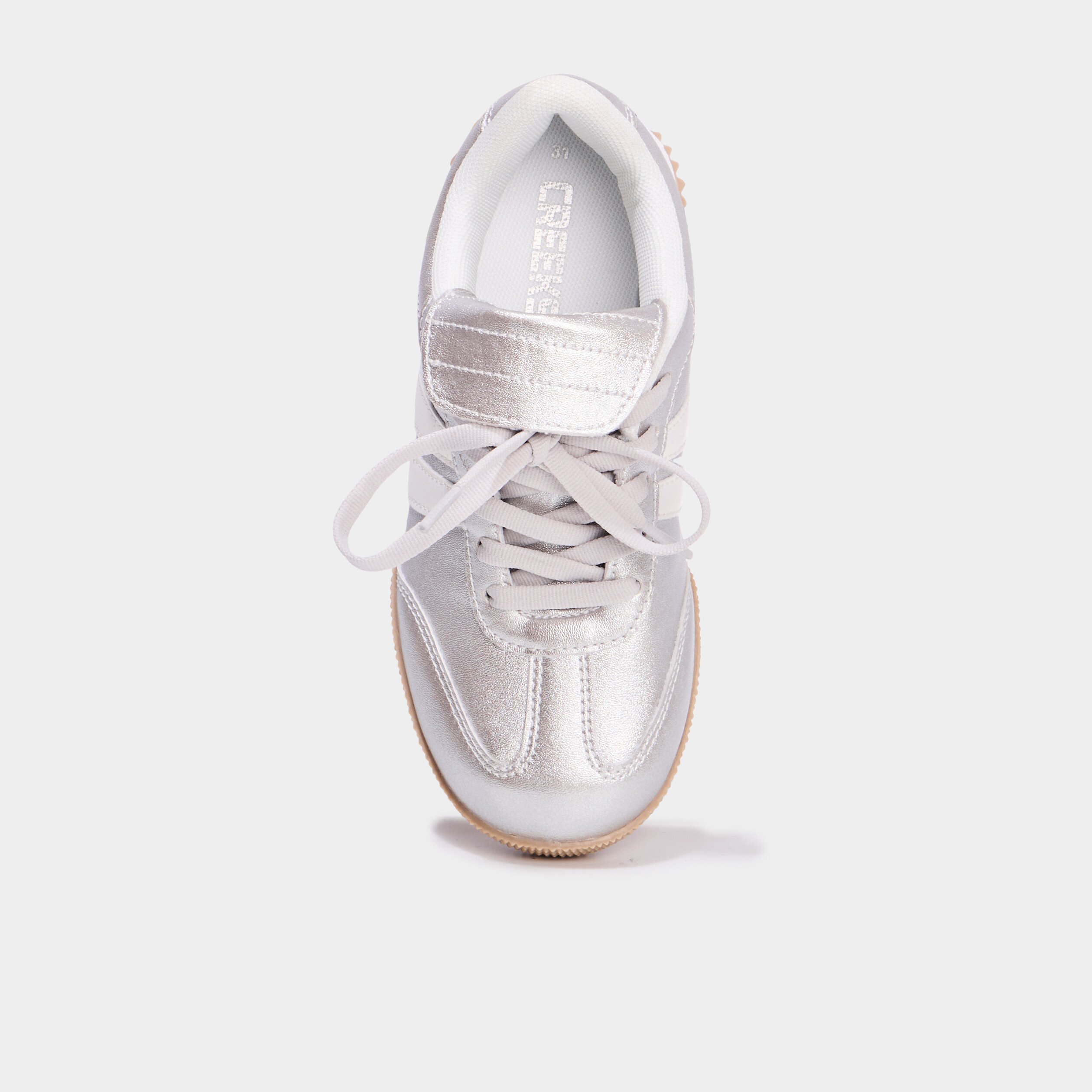 tennis a lacets elastiques gris argent fille Tennis à lacets élastiqués gris argent fille