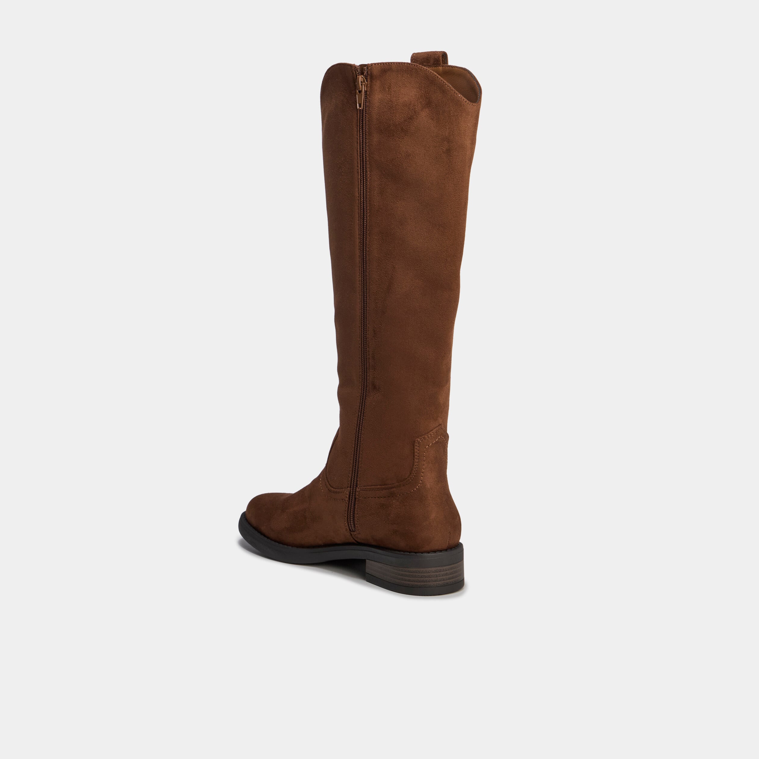 Bottes hautes zipp&eacute;es marron fonc&eacute; femme