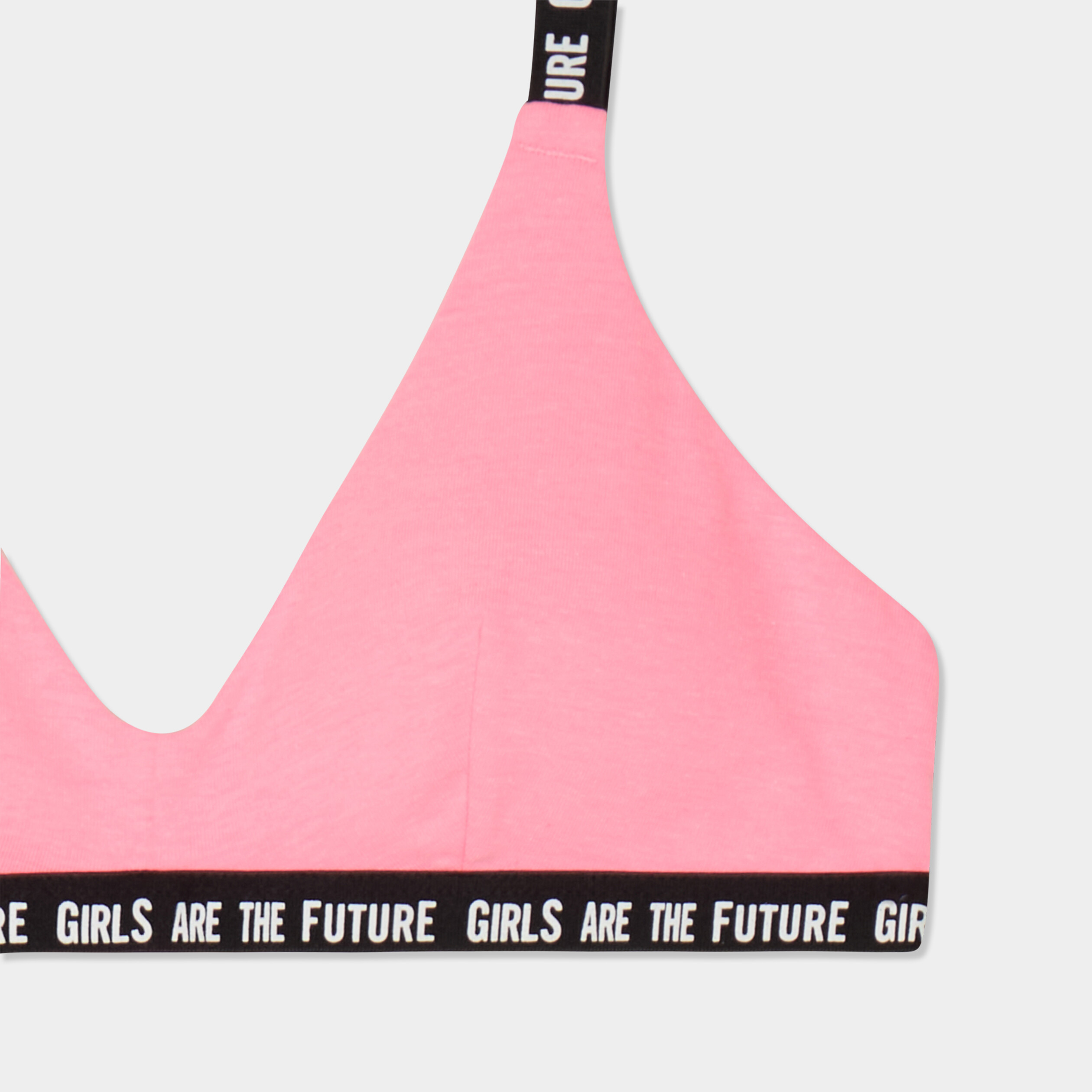 Lot 2 brassi&egrave;res forme triangle coton rose fluo fille